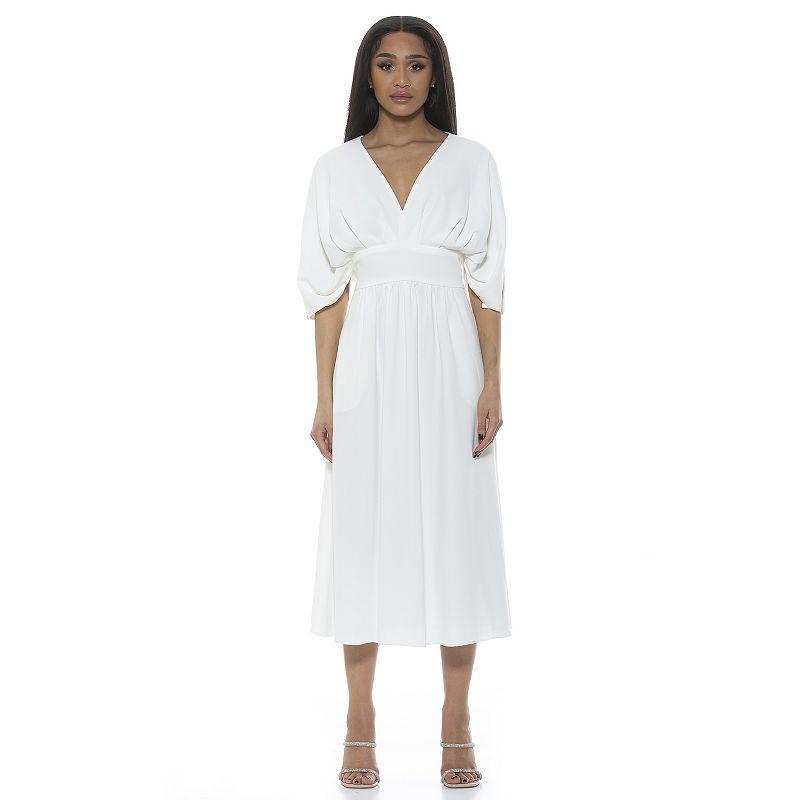 Women's ALEXIA ADMOR August Draped Fit & Flare Midi Dress, Size: 2, Sweet Pea Product Image