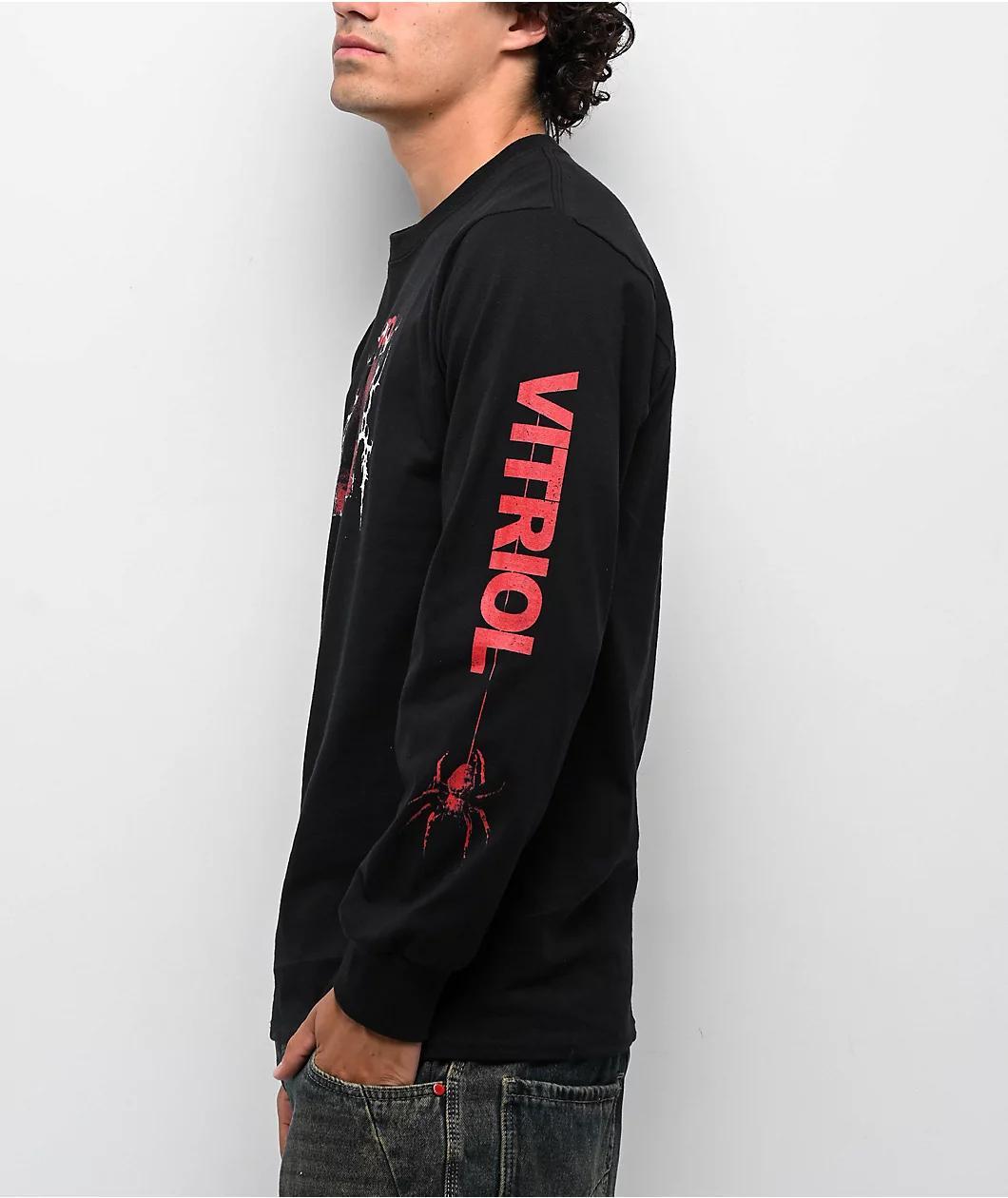 Vitriol Bold Red Black Long Sleeve T-Shirt Product Image