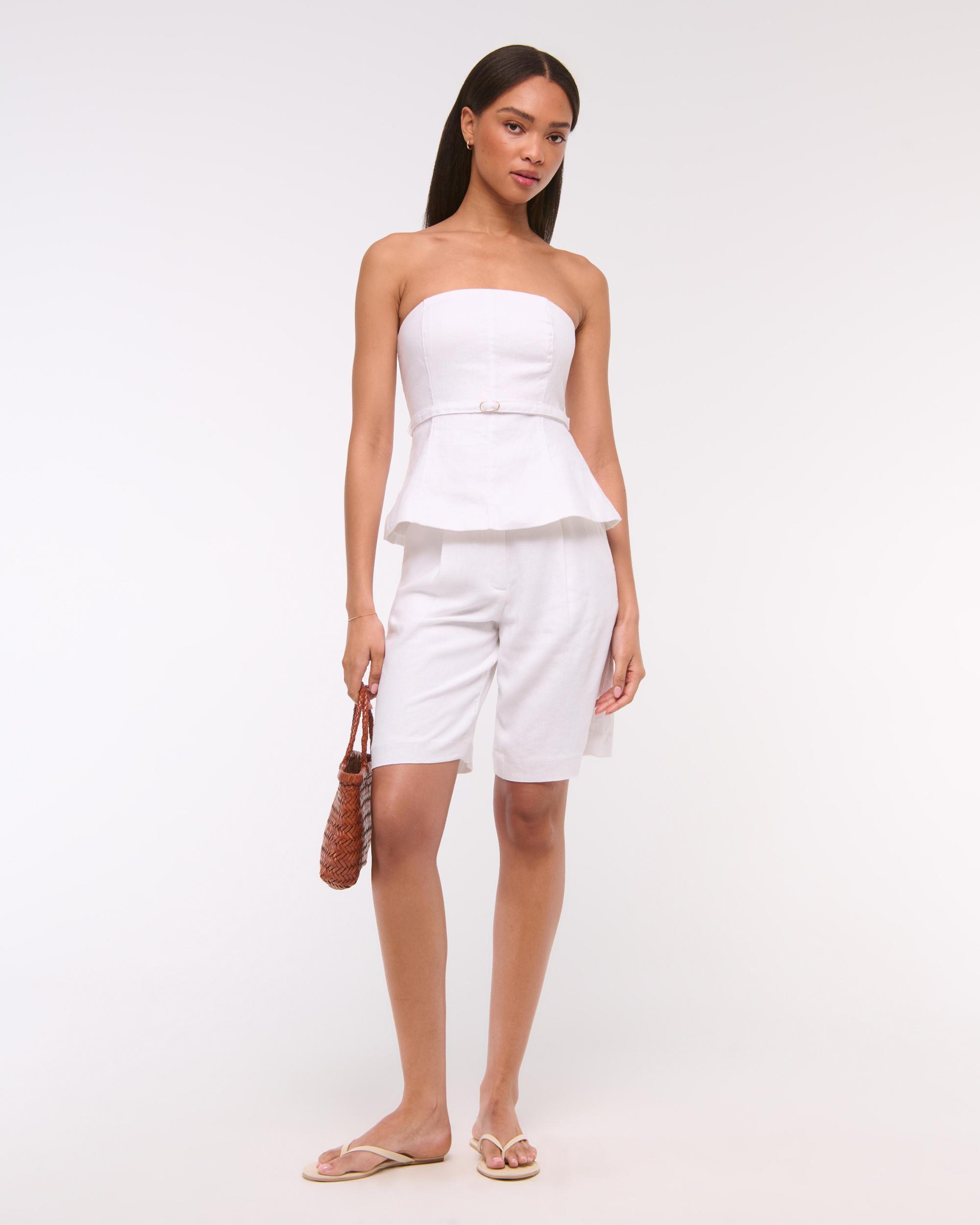 Premium Linen Strapless Tailored Top Product Image