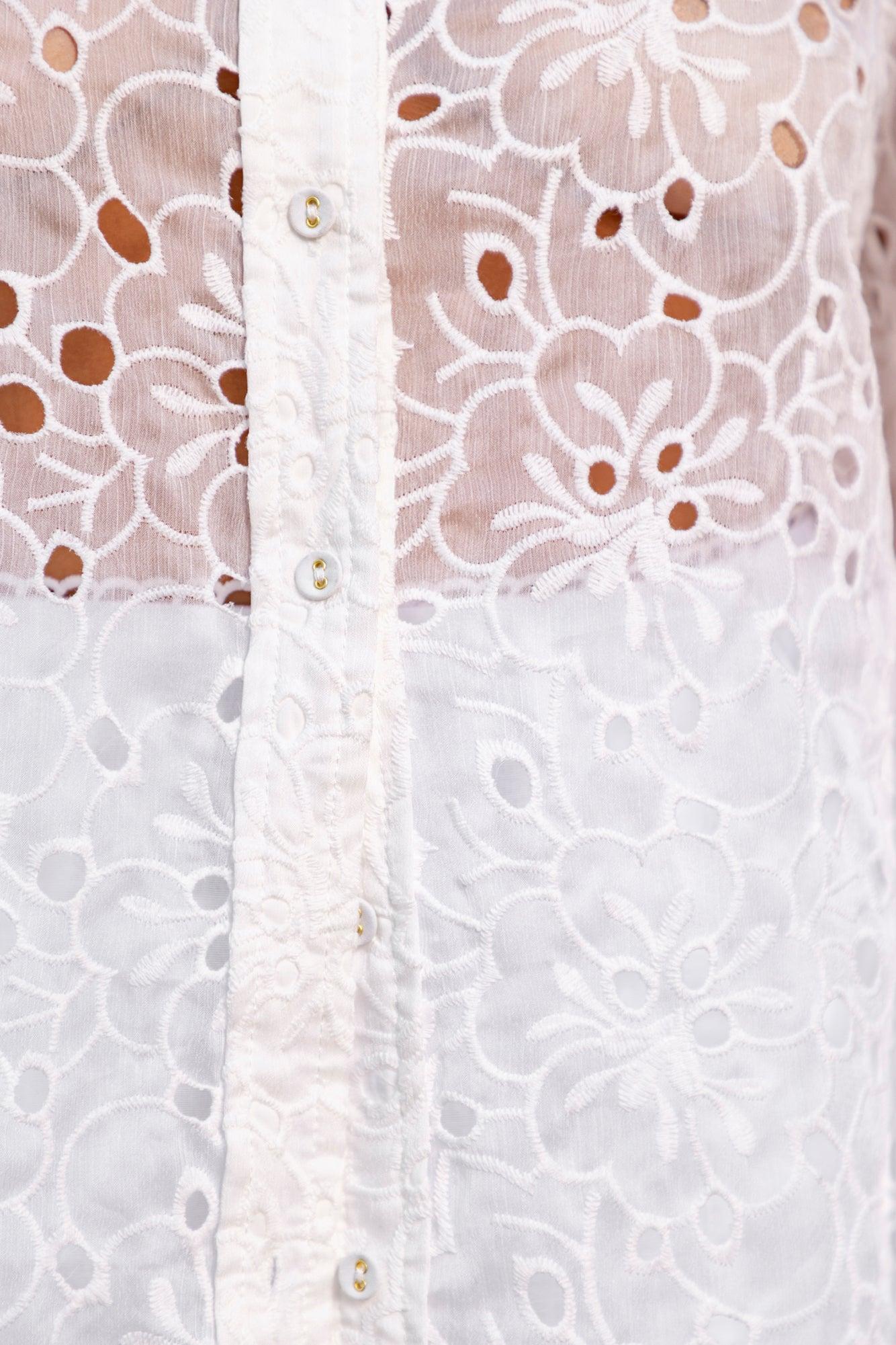 Island Whisper Embroidered Long Sleeve Shirt White Product Image