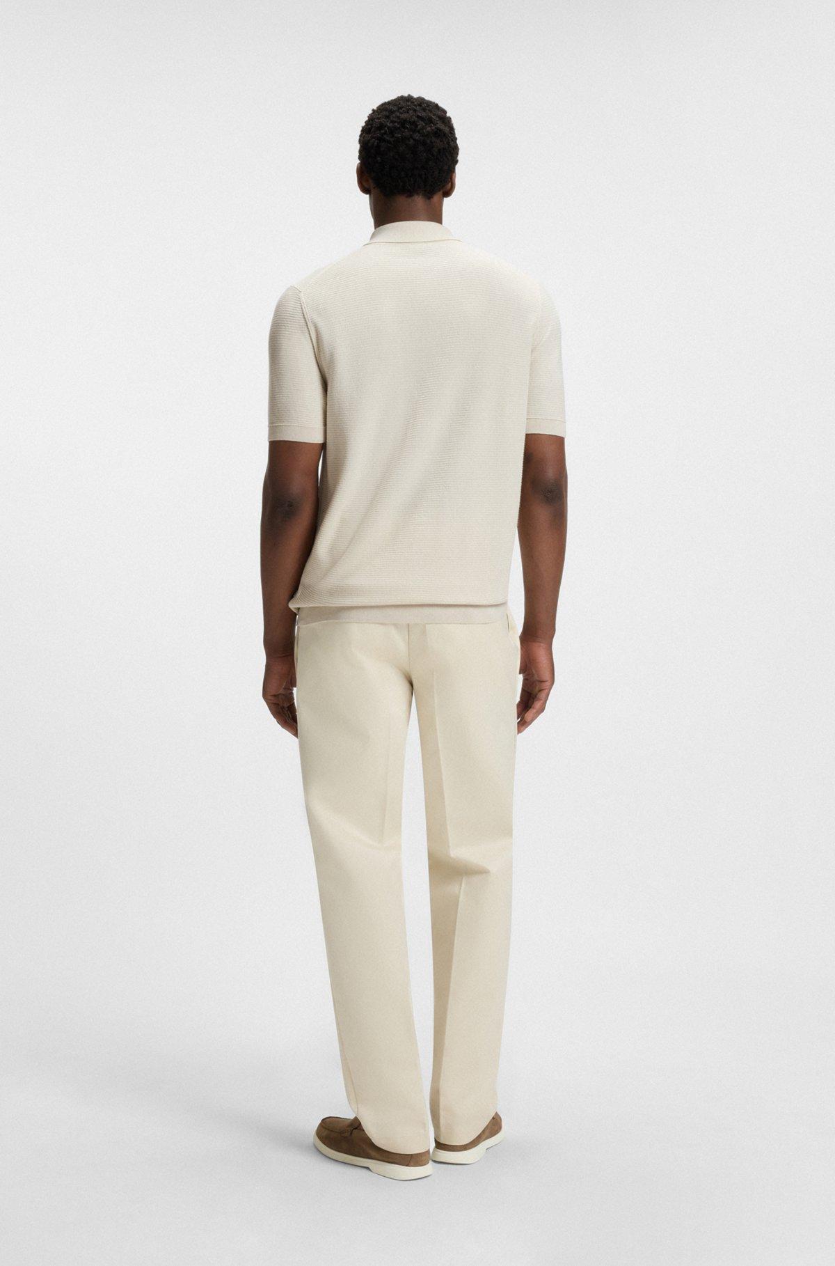 BOSS - Regular-fit knit polo blended with cotton - White Product Image