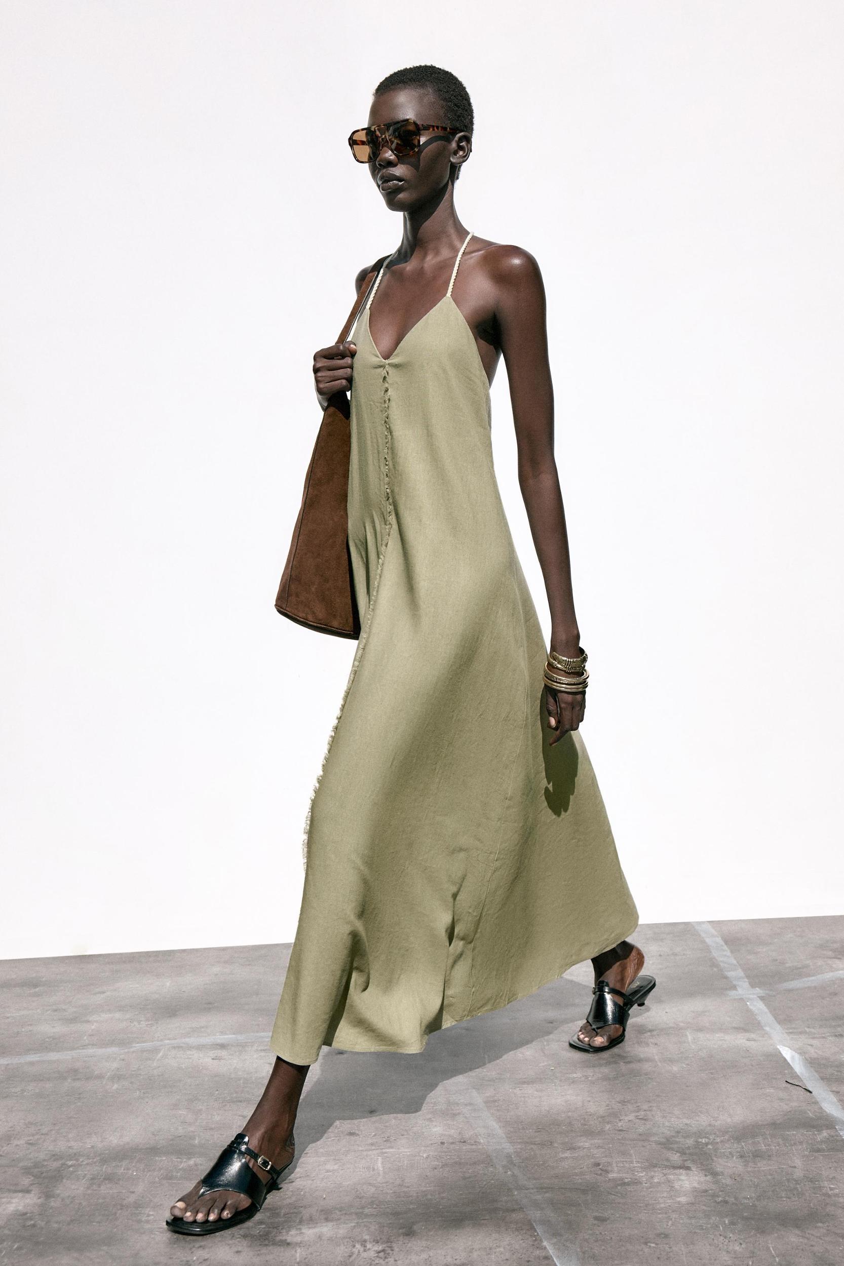 VOLUMINOUS LINEN MIDI DRESS Product Image