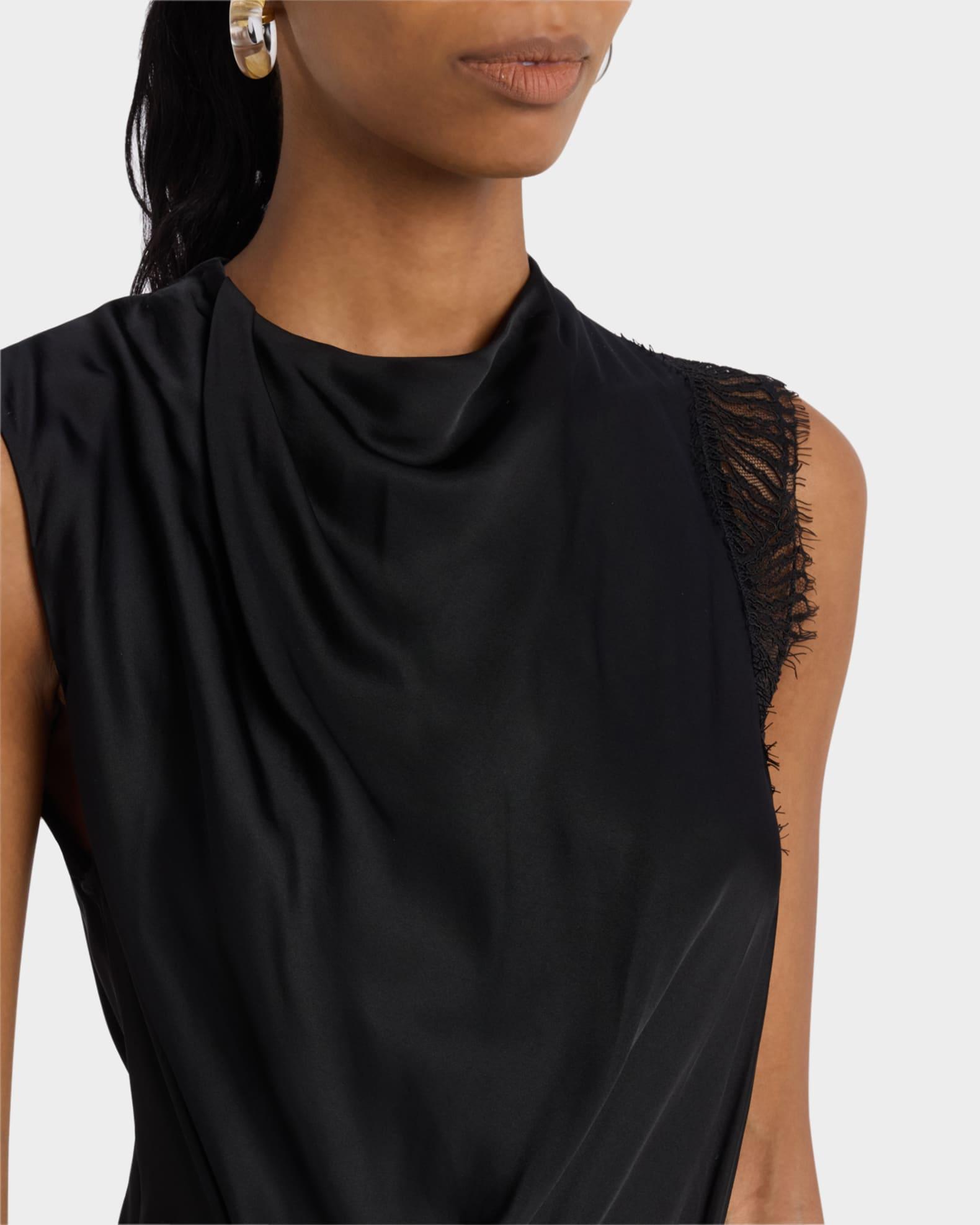 Dion Draped Lace-Trim Satin Mini Dress Product Image
