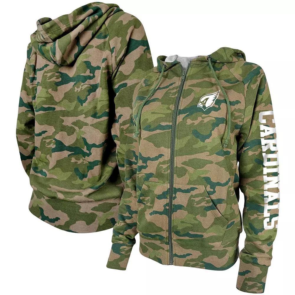 Women's New Era Camo Arizona Cardinals Raglan Full-Zip Hoodie, Size: 2XL, Green Product Image