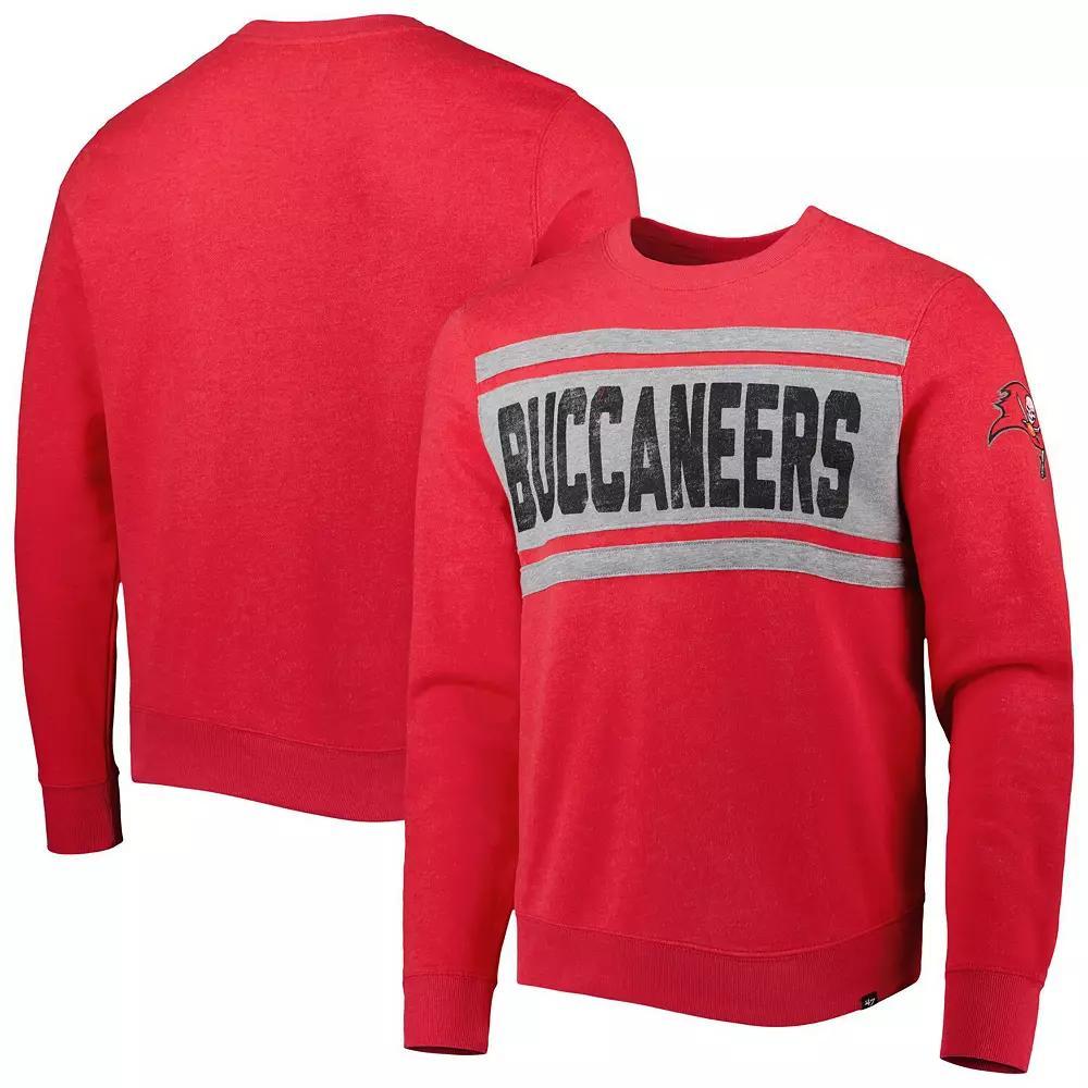 Men's '47 Heathered Red Tampa Bay Buccaneers Bypass Tribeca Pullover Sweatshirt, Size: XL Product Image