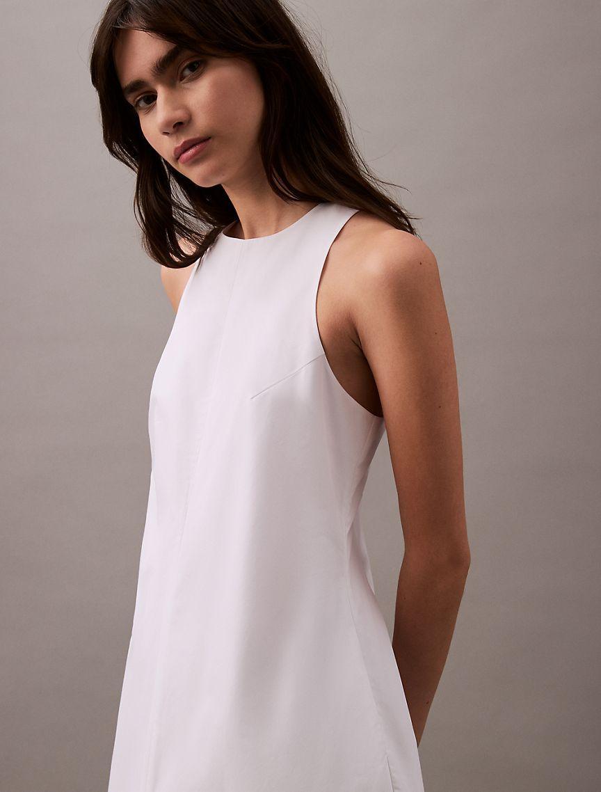 Calvin Klein Women's Cotton Poplin Sleeveless Midi Dress - White - 2 Product Image