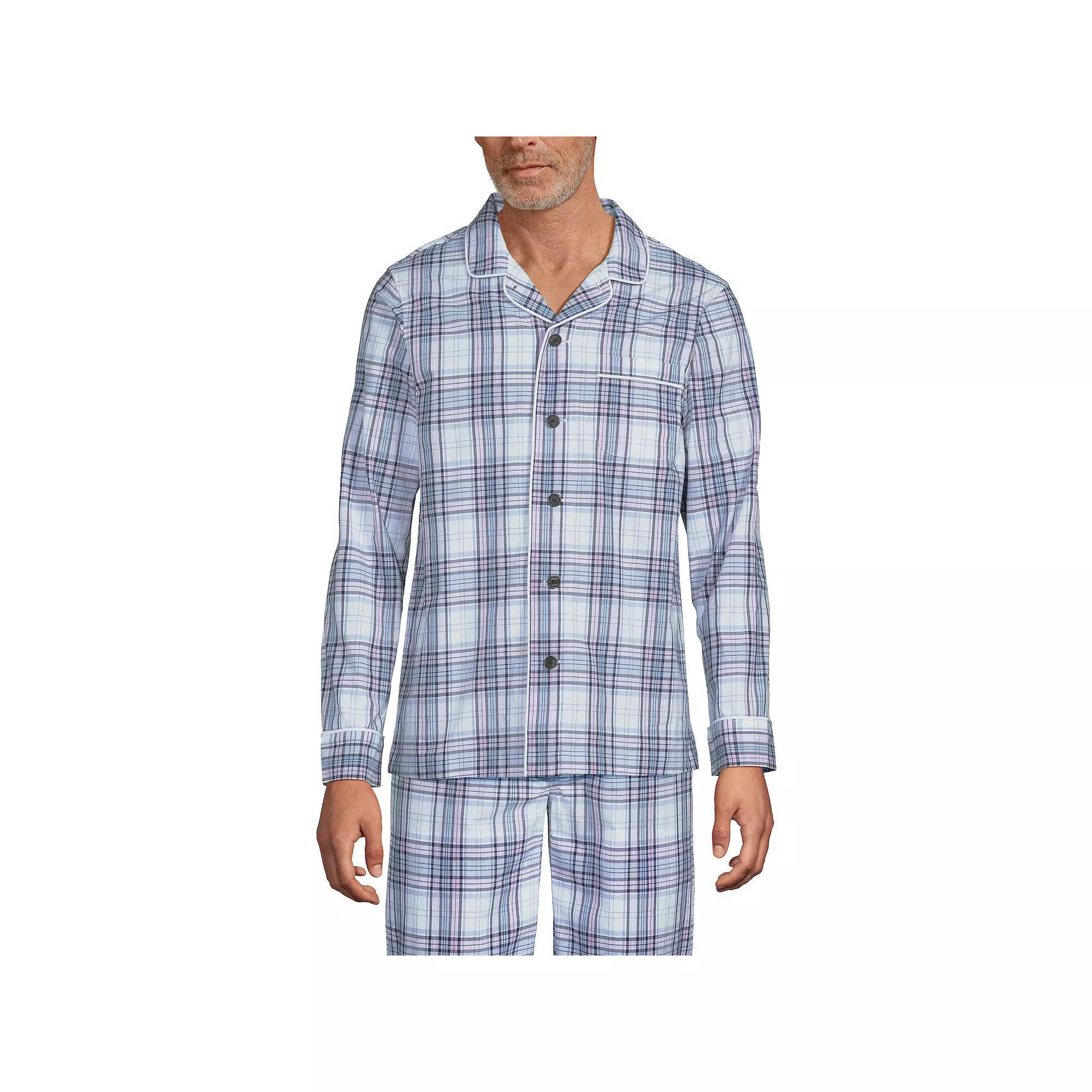 Men's Lands' End Broadcloth Pajama Sleep Shirt, Size: Large, Grey Blue Stripe Product Image