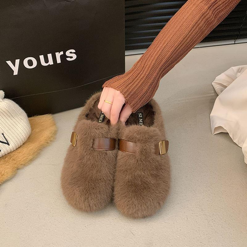 Fleece Buckled Mules Product Image
