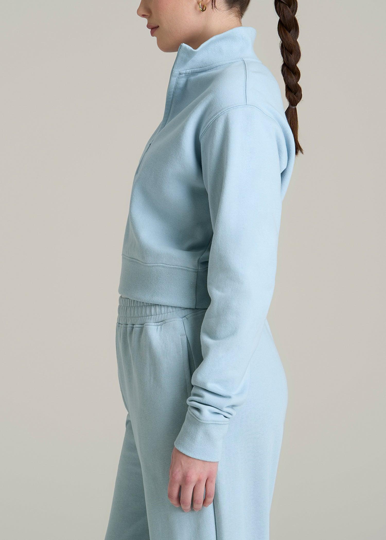 Wearever 2.0 Fleece Half-Zip Cropped Sweatshirt for Tall Women in Ice Blue Product Image