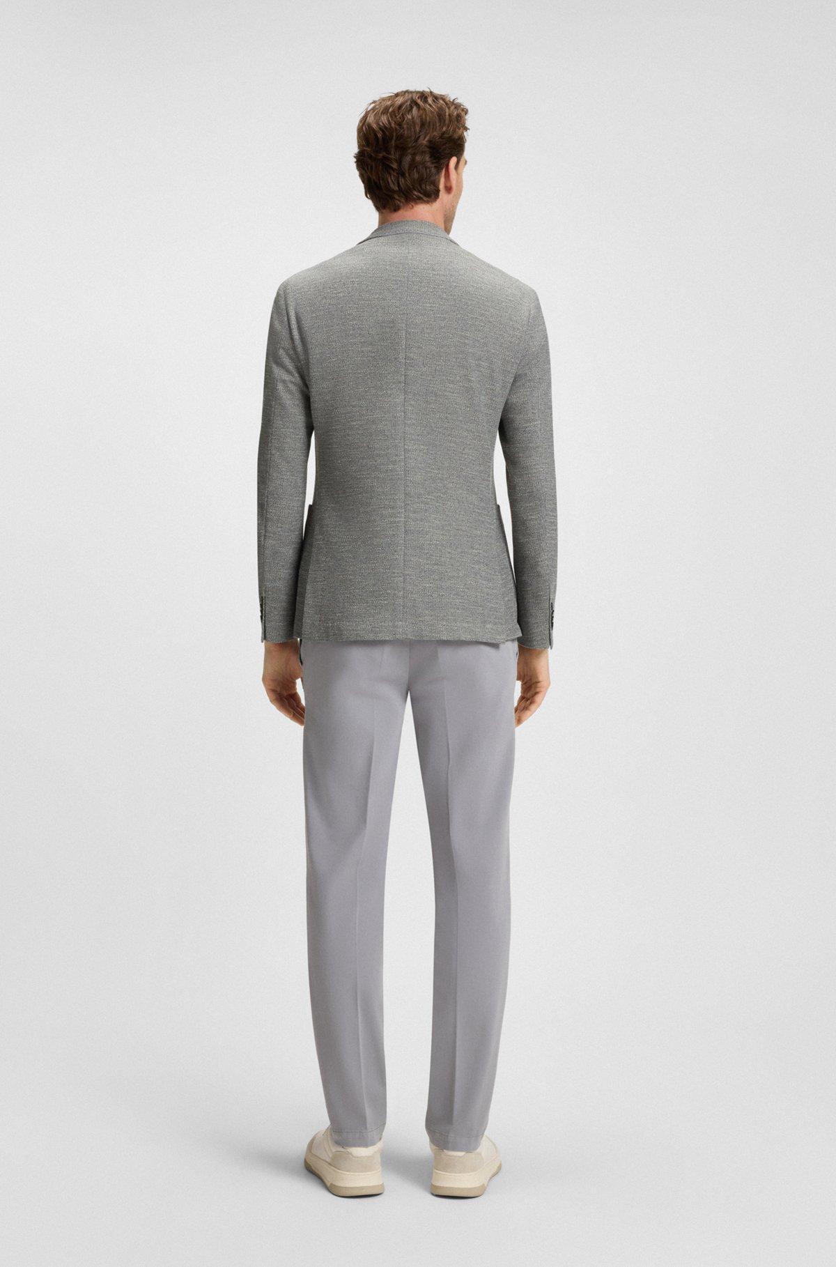 BOSS - Slim-fit suit jacket in micro-patterned stretch fabric - Grey Product Image