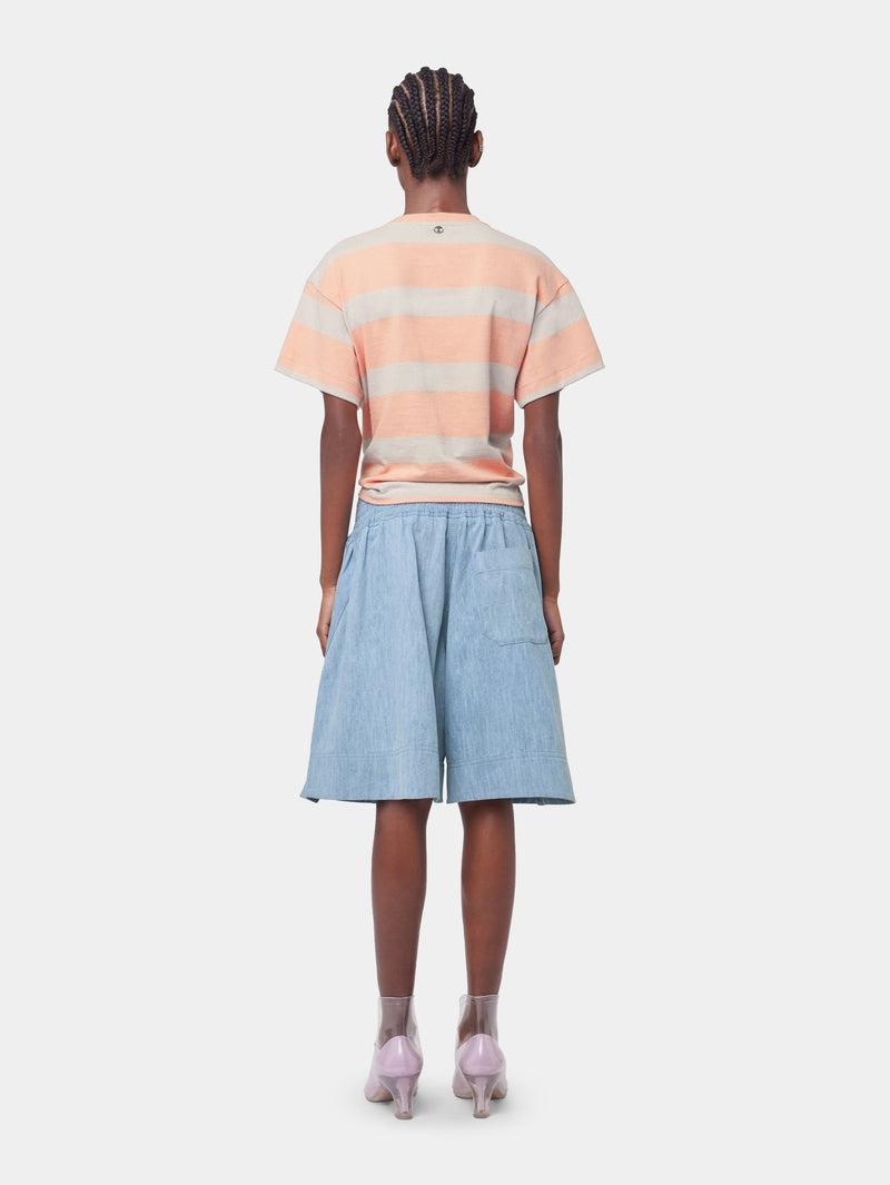 PEACH STRIPED TEE-SHIRT PIERCING IN COTTON JERSEY Product Image