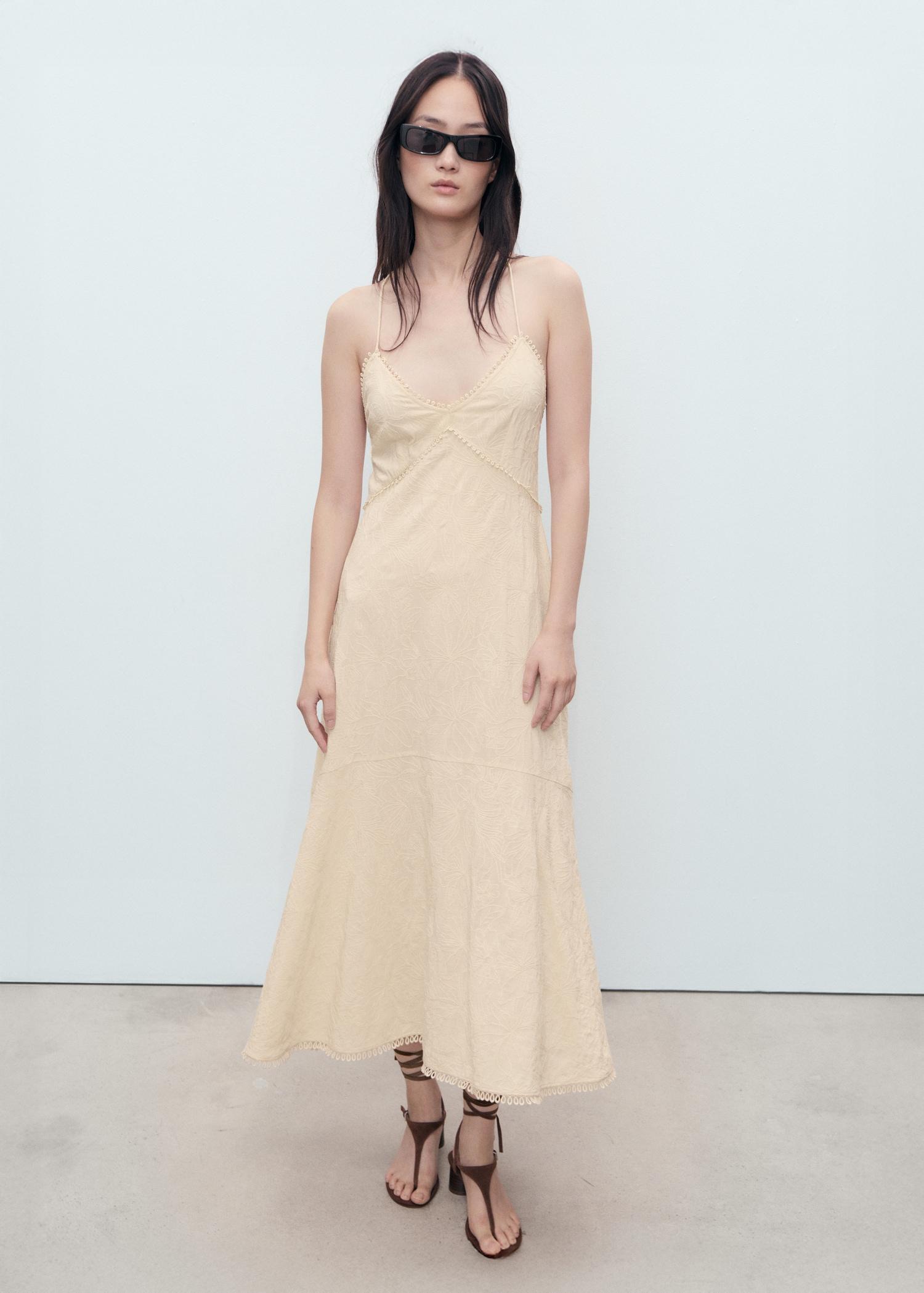 Embroidered midi dress - Women | MANGO USA Product Image