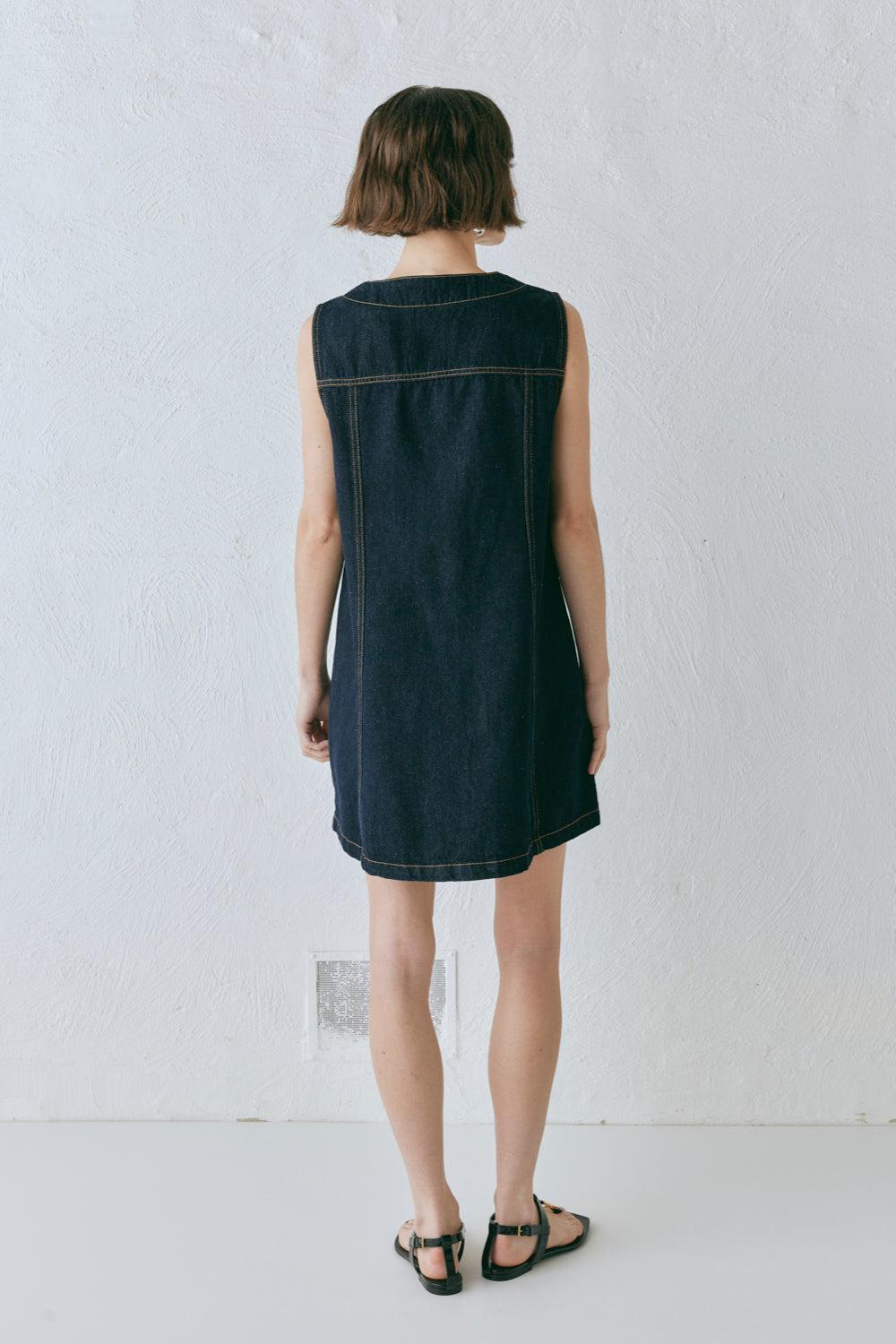 Aston Denim Mini Dress Indigo Product Image