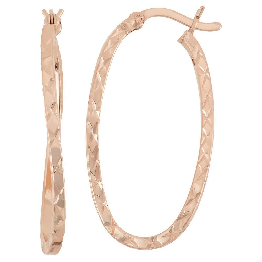 Jordan Blue 14k Rose Gold Over Silver Twist Oval Hoop Earrings, Women's, Pink Product Image