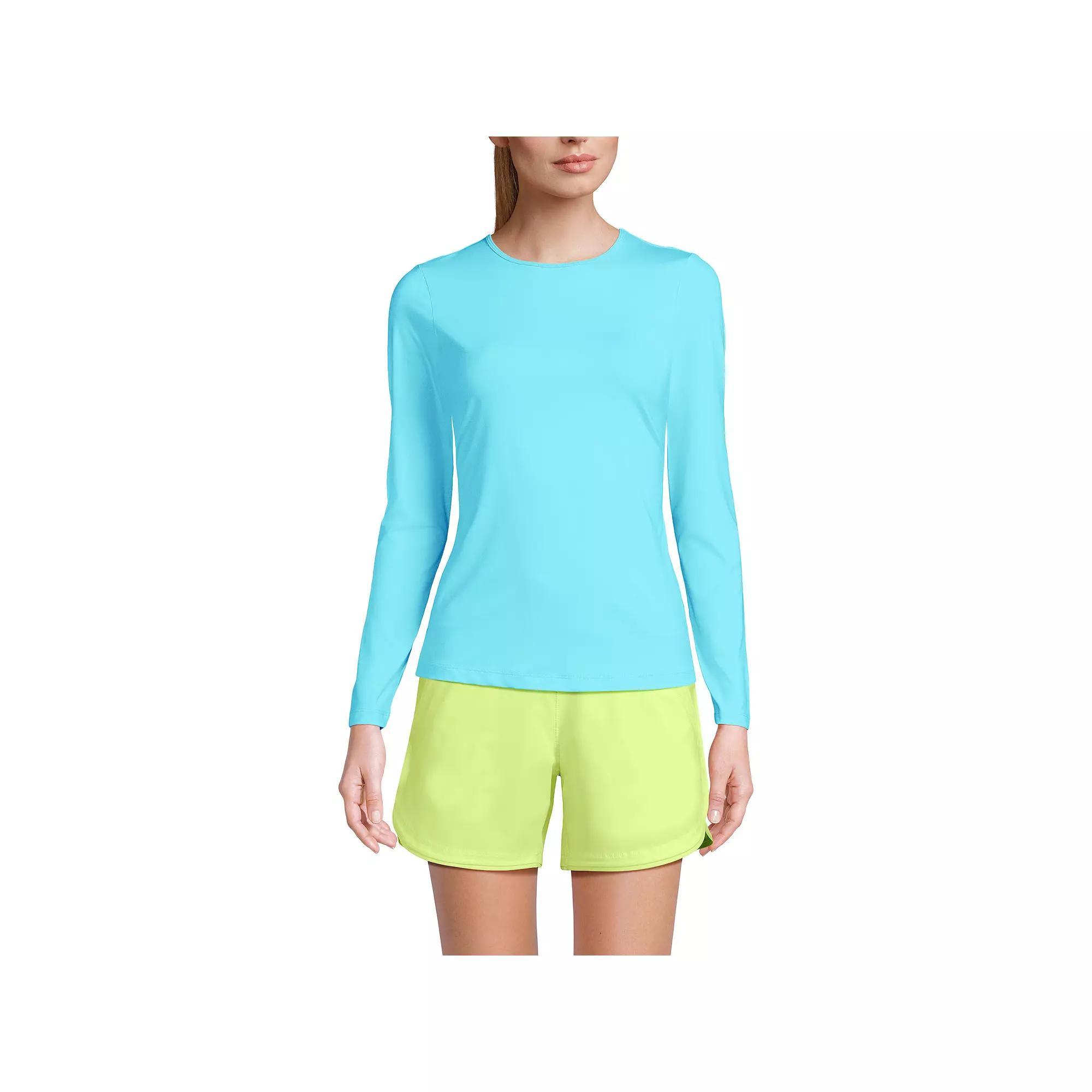 Women's Lands' End UPF 50 Long Sleeve Rash Guard, Size: XL, River Blue Product Image