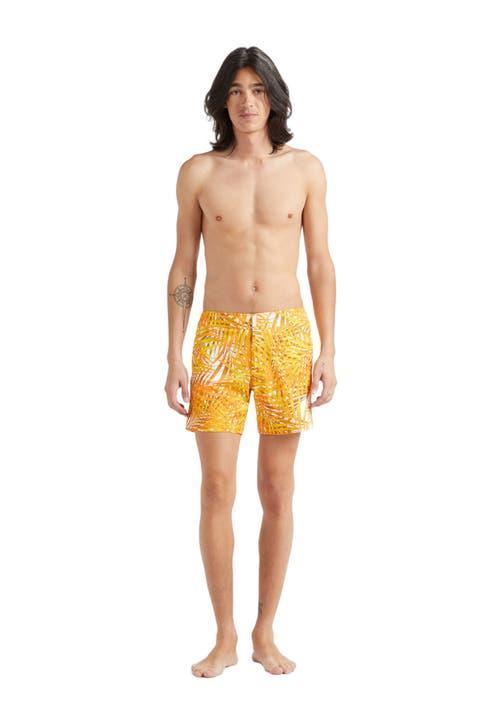 Vilebrequin Men's Palm Leaves Stretch Flat Belted Swim Shorts in Mangue at Nordstrom, Size Small Product Image