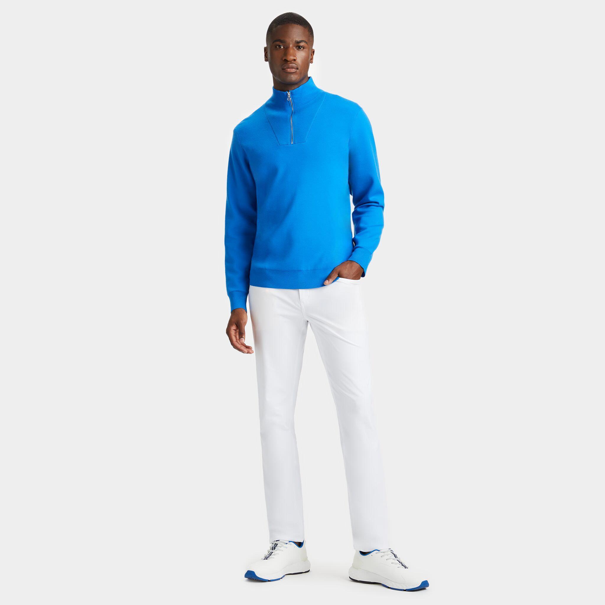 V NECK MERINO WOOL QUARTER ZIP SWEATER Product Image