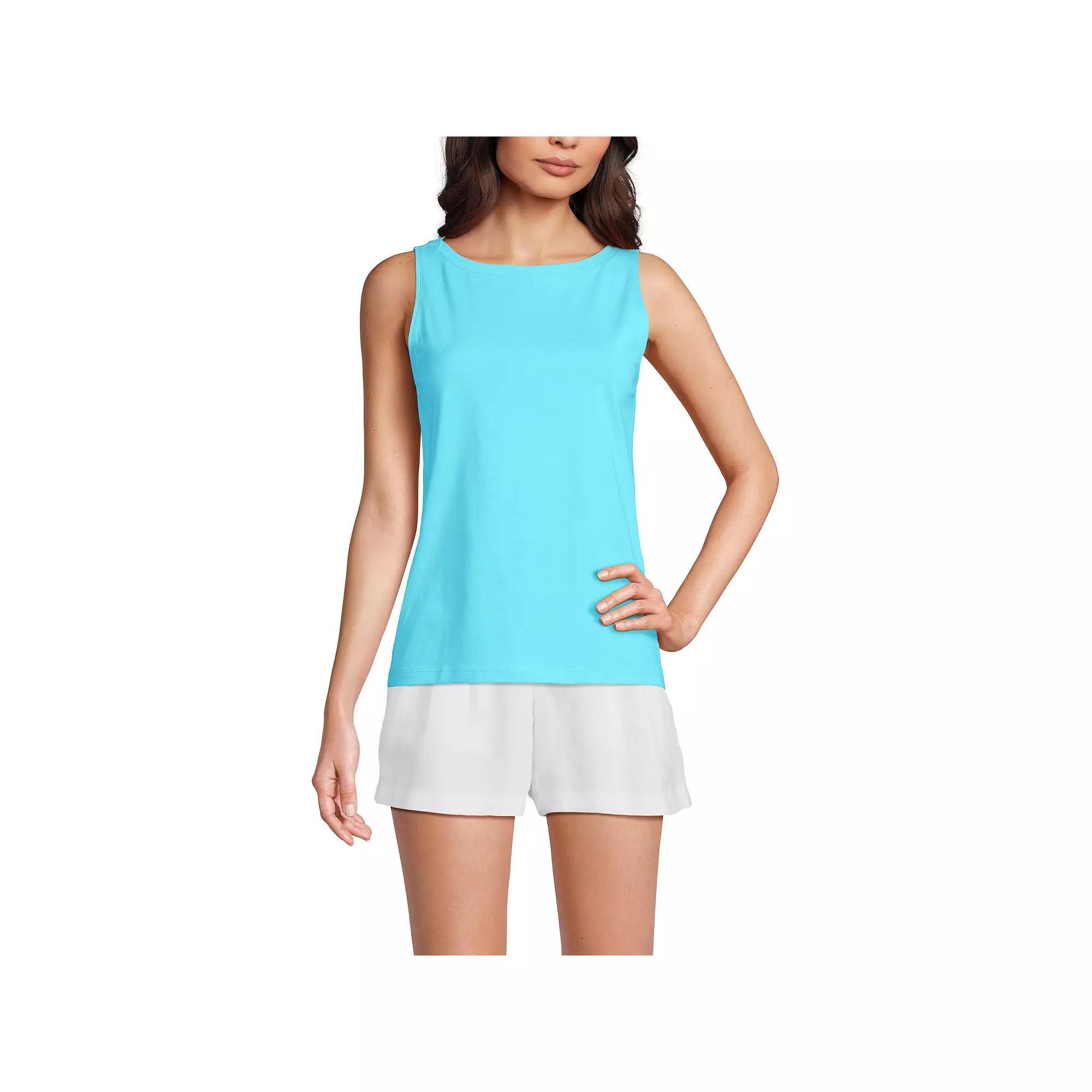 Women's Lands' End Supima Boatneck Cotton Tank Top, Size: XL, River Blue Product Image