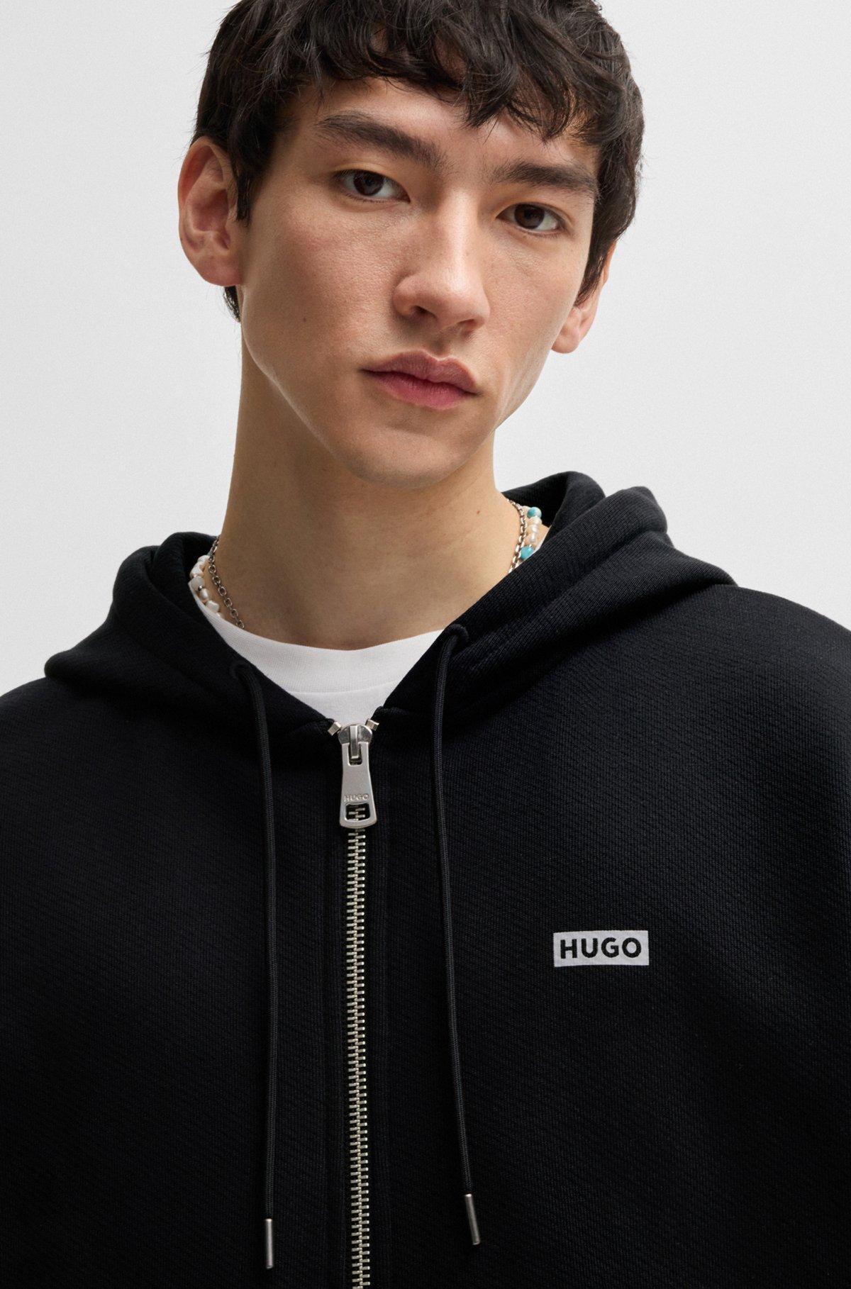 Cotton-terry hoodie with logo prints Product Image