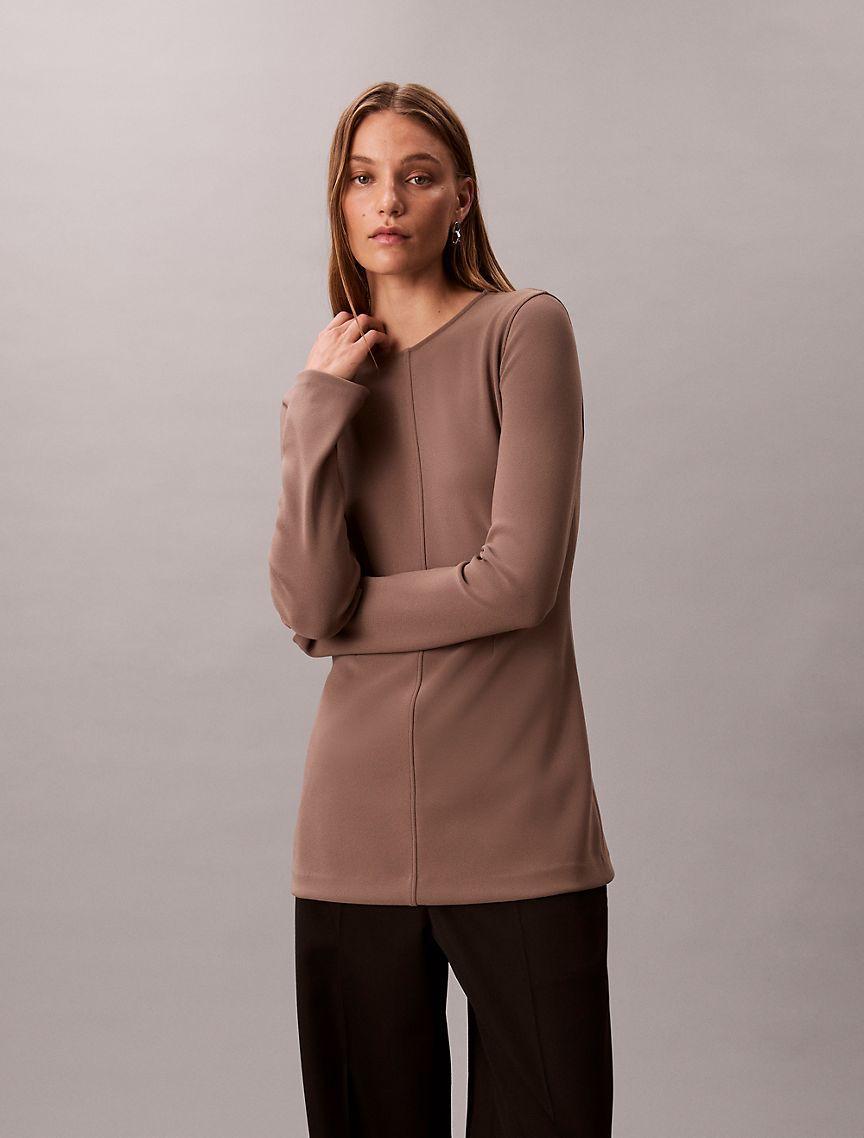 Tailored Knit Slim Tunic Top Product Image
