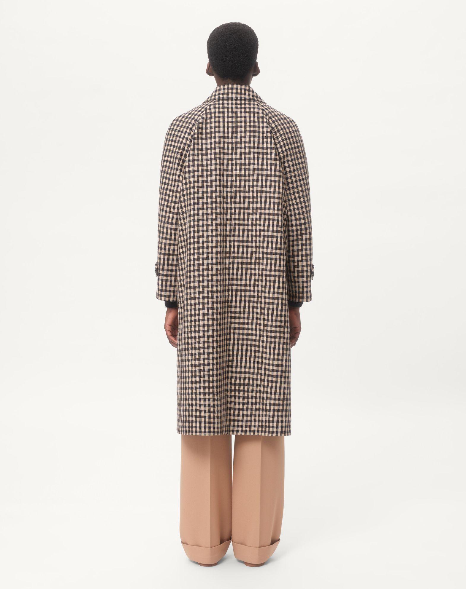 Single-Breasted Cotton And Wool Coat With Vichy Pattern Product Image