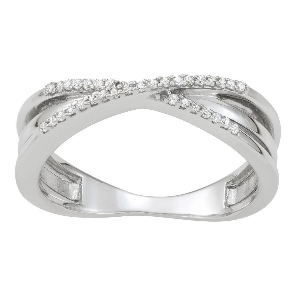 Jewelexcess Sterling Silver 1/10 Carat T.W. Diamond Crisscross Ring, Women's, Size: 8, Silver Tone Product Image