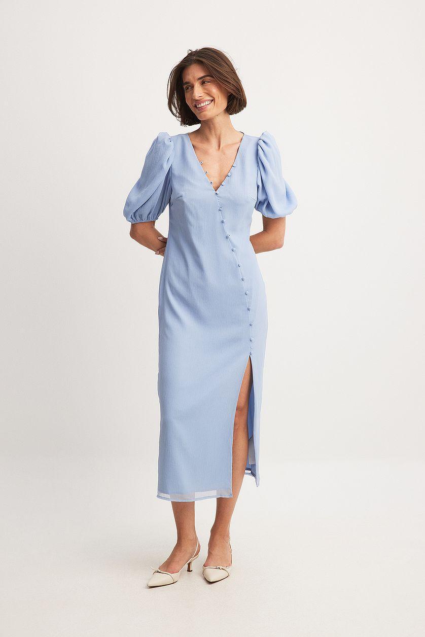 Asymmetric Buttoned Midi Dress Product Image