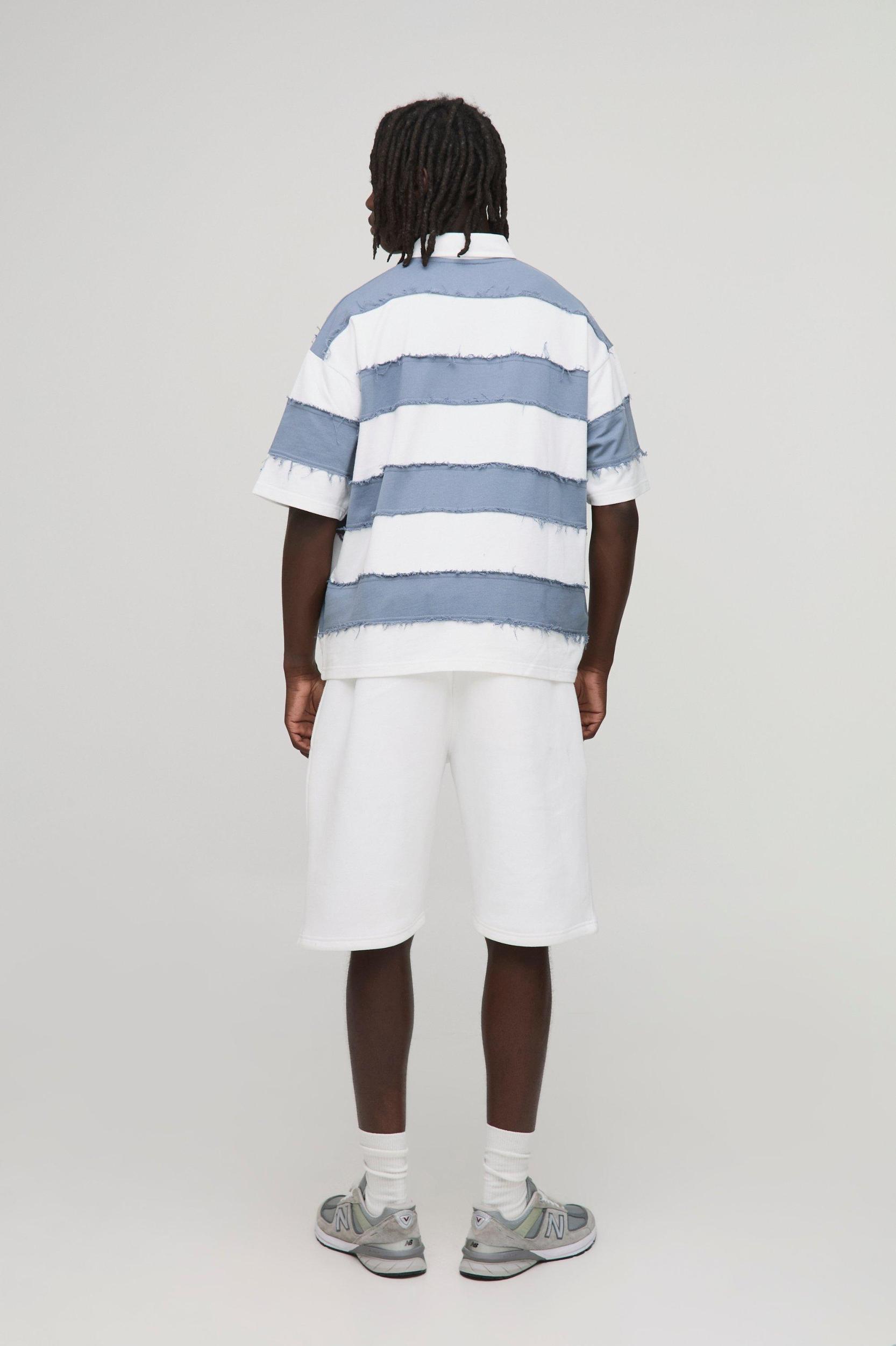 Oversized Boxy Distressed Short Sleeve Rugby Polo | boohooMAN USA Product Image