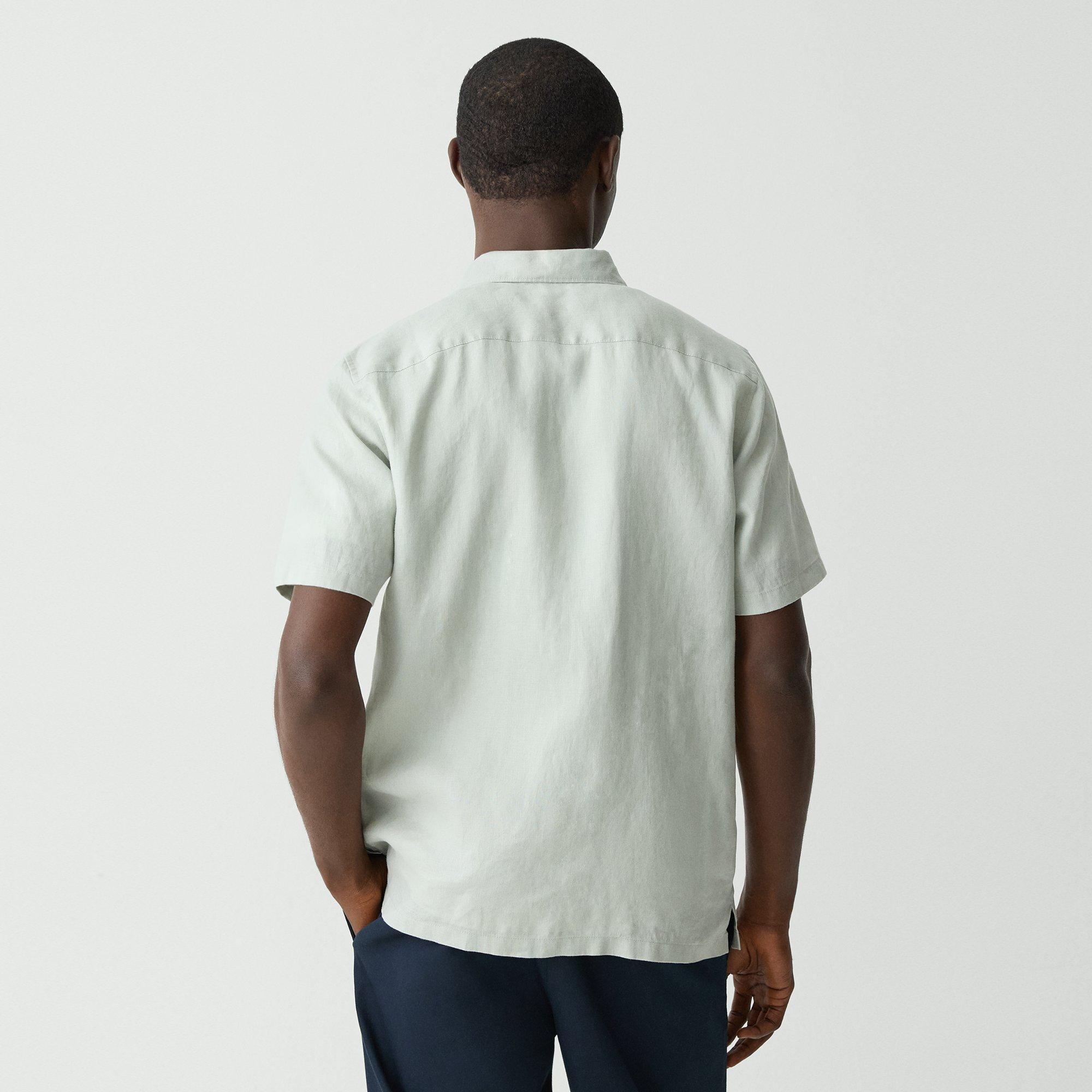 Relaxed Linen Irving Short-Sleeve Shirt | Theory Product Image