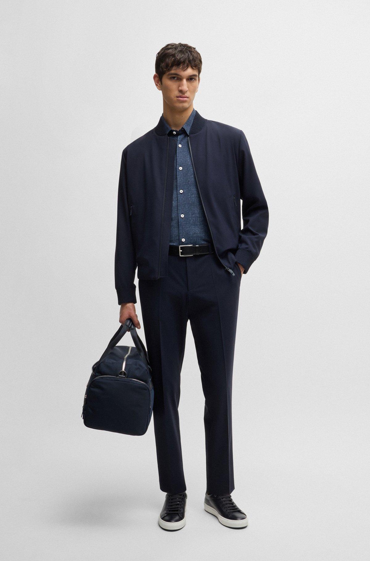 Slim-fit shirt in printed performance-stretch material Product Image