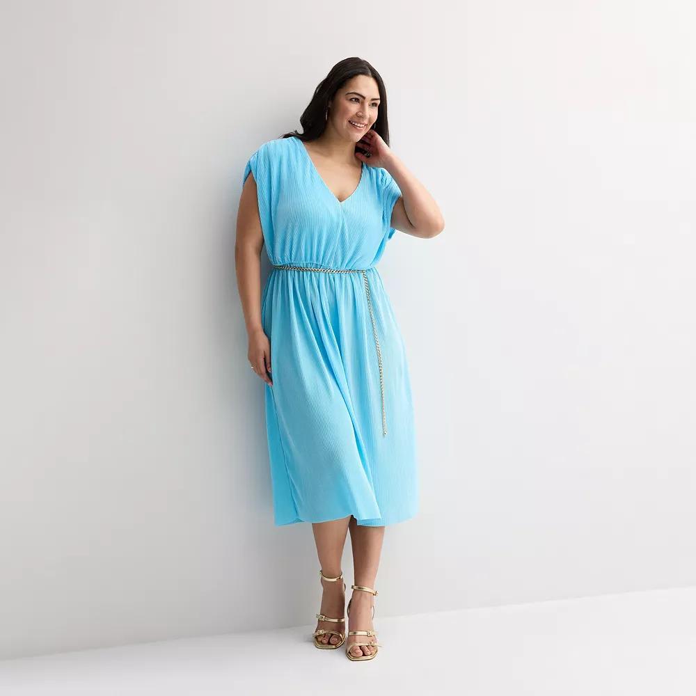 Plus Size INTEMPO™ Plisse Midi Dress, Women's, Size: 3XL, Blue Product Image