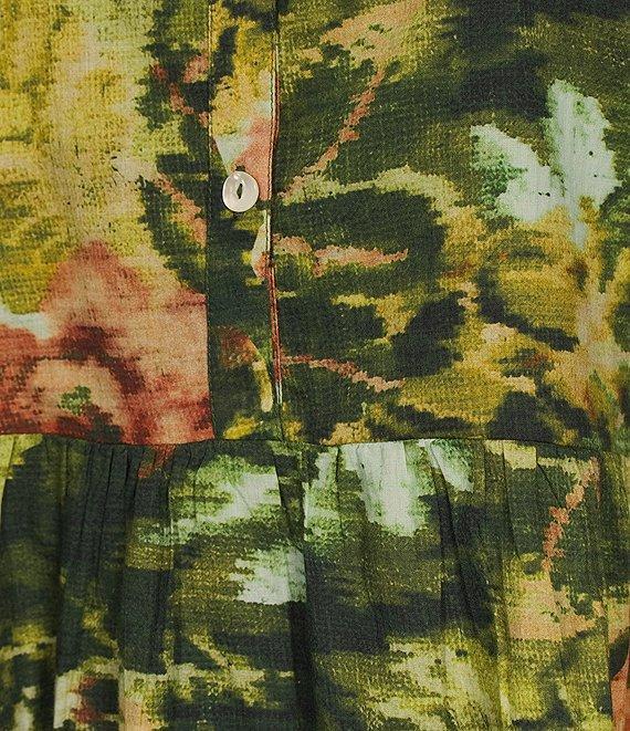 Ro's Garden Romy Floral Print Point Collar Button Front Long Sleeve Tiered Above the Knee A-Line Dress Product Image