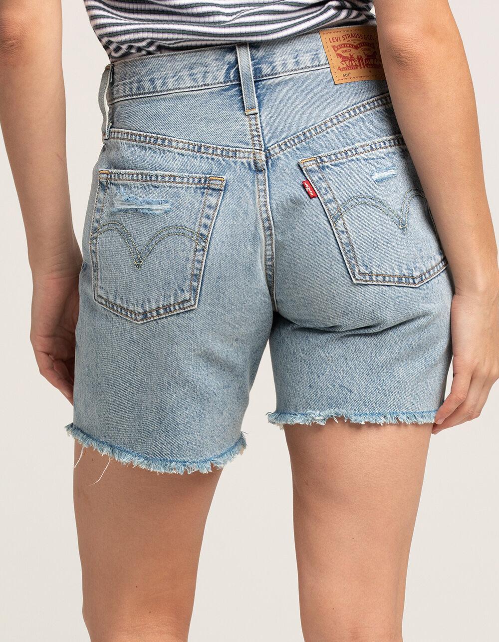 LEVI'S 501 High Rise Mid-Thigh Womens Denim Shorts - Earthquake Product Image