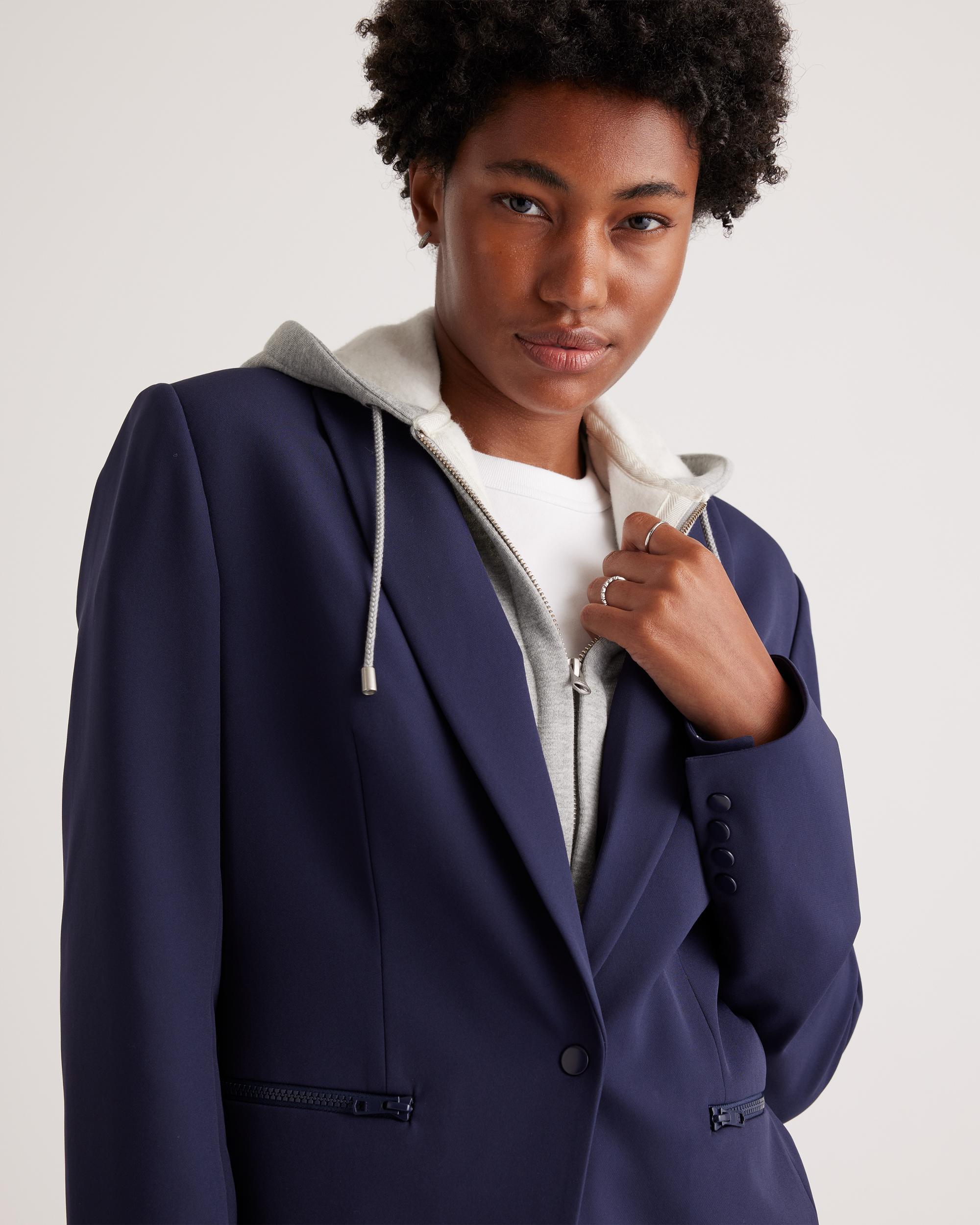 Quince | Women's Organic Heavyweight Fleece Hoodie Blazer Insert Size XS/Small/M, Organic Cotton Product Image