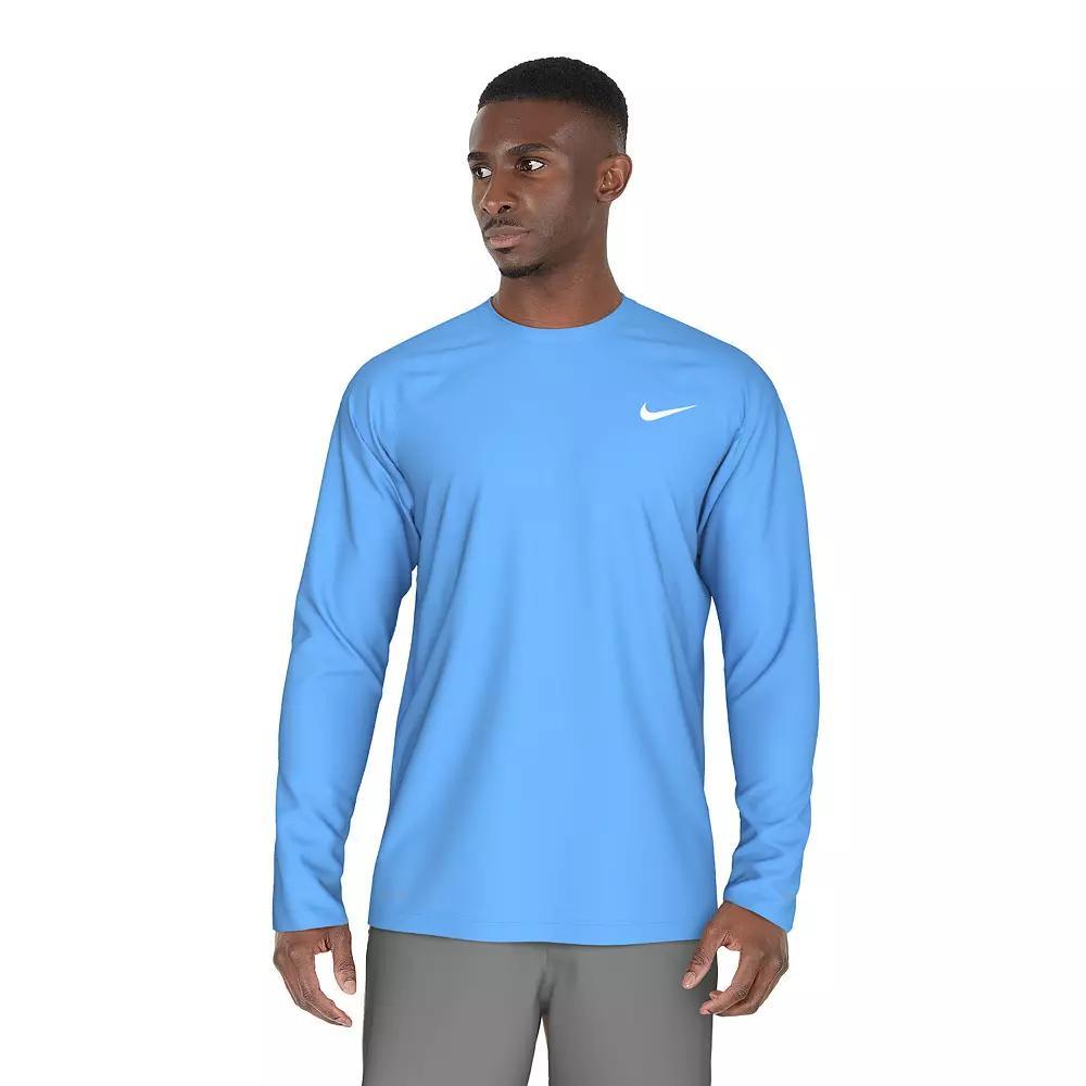 Men's Nike Dri-FIT UPF 40+ Hydroguard Long Sleeve Swim Tee, Size: Medium, Black Navy Product Image