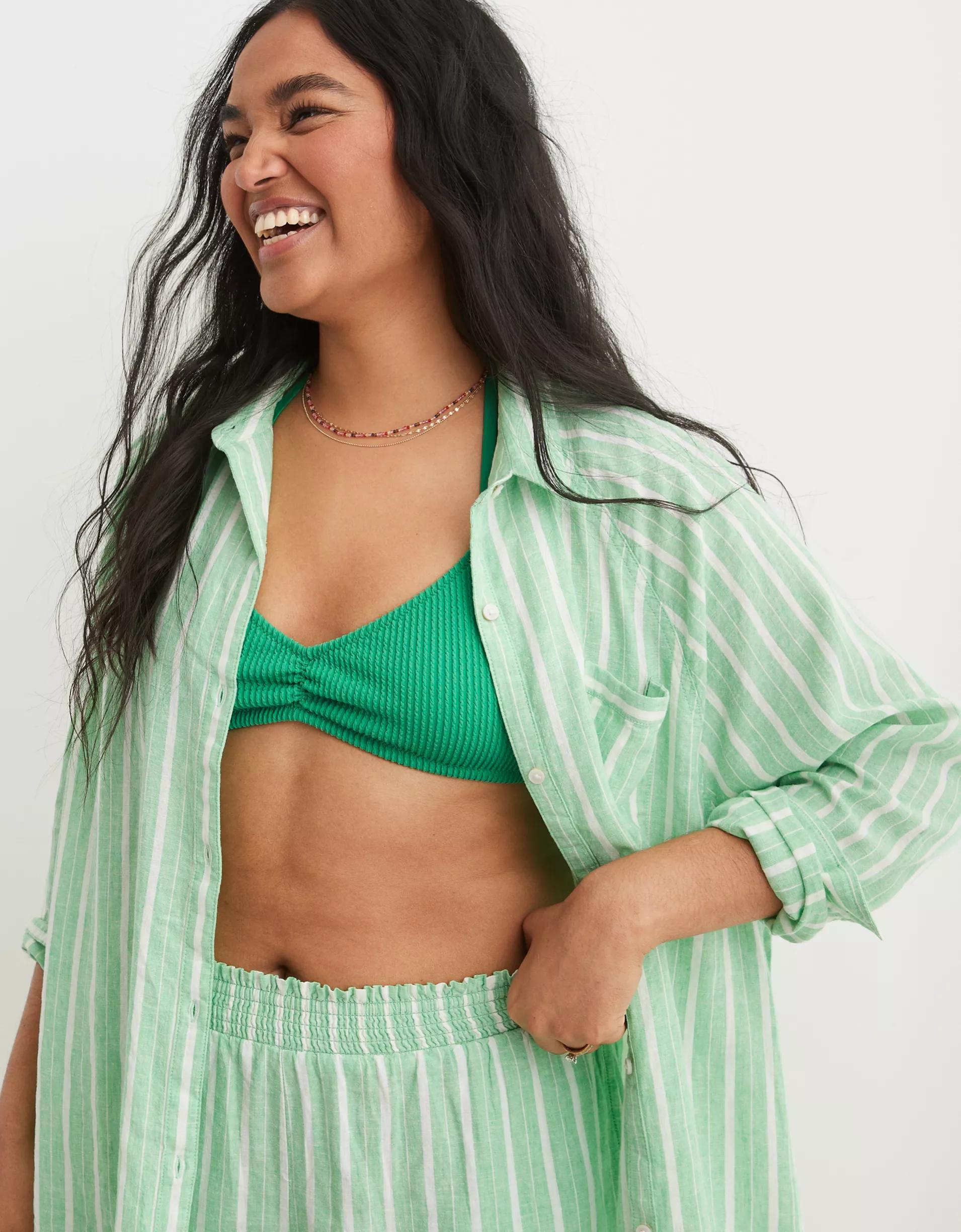 Aerie Linen Blend Cover Up Shirt Product Image