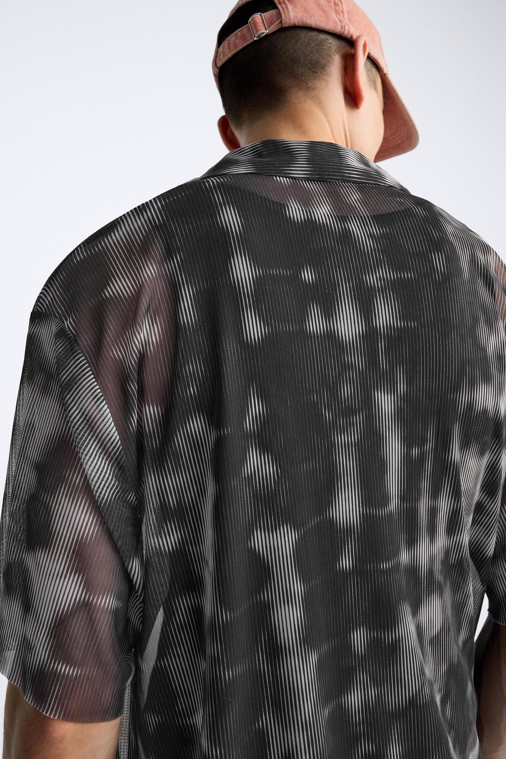 SEMI-SHEER ABSTRACT PRINT SHIRT Product Image