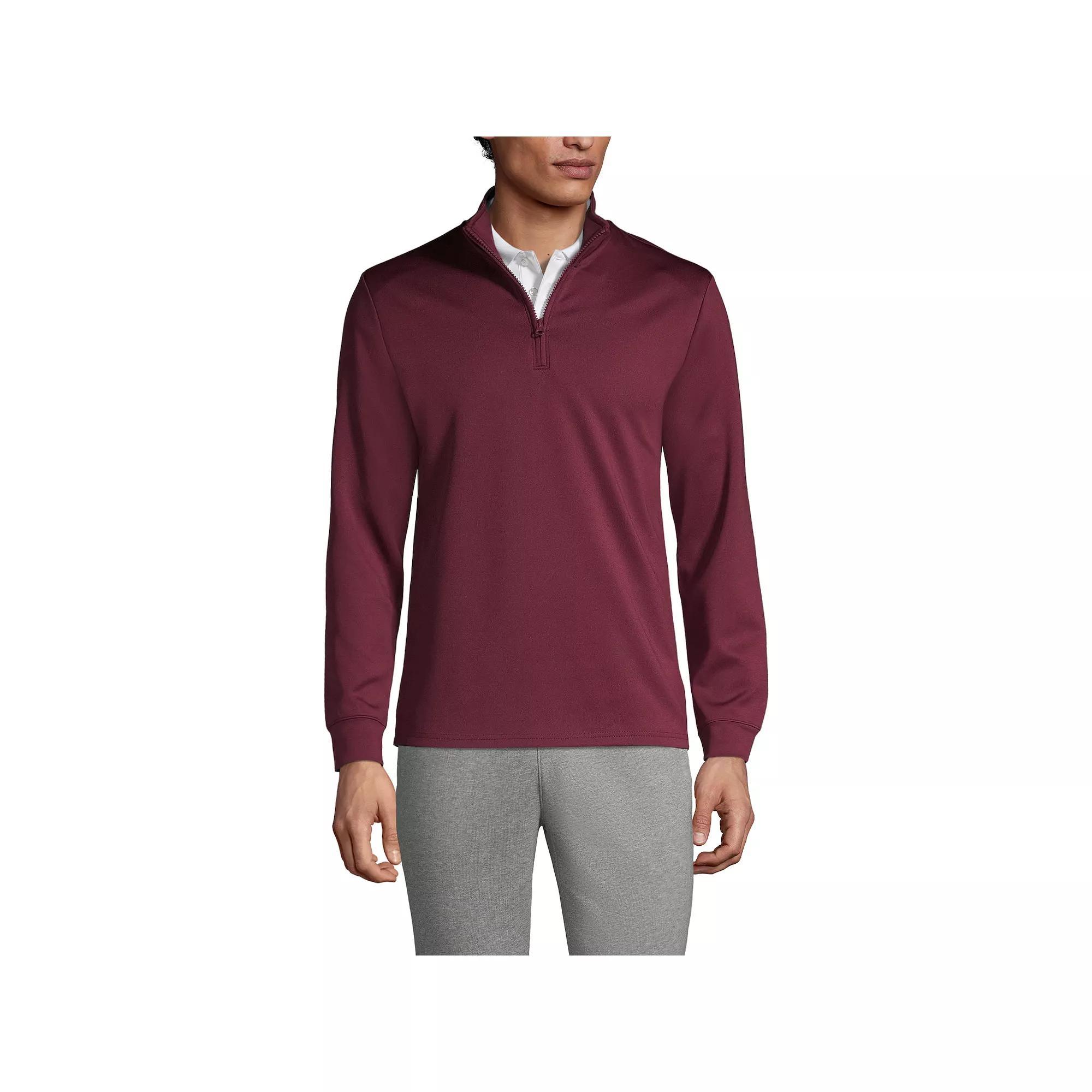 Men's Lands' End School Uniform Quarter Zip Pullover Sweatshirt, Size: Large, Red Product Image