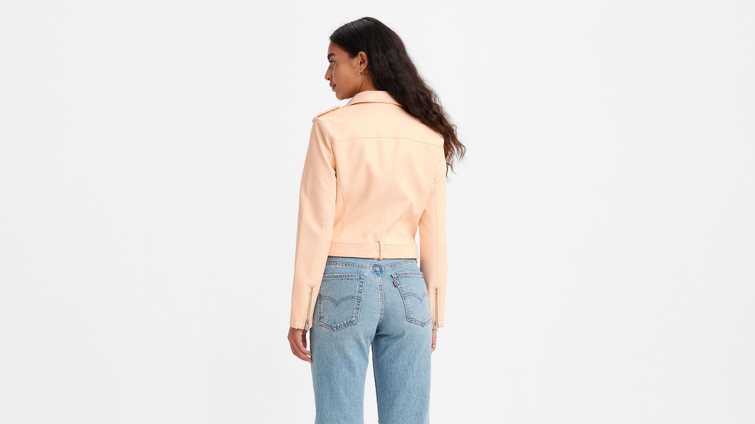 Belted Faux Leather Moto Jacket Product Image