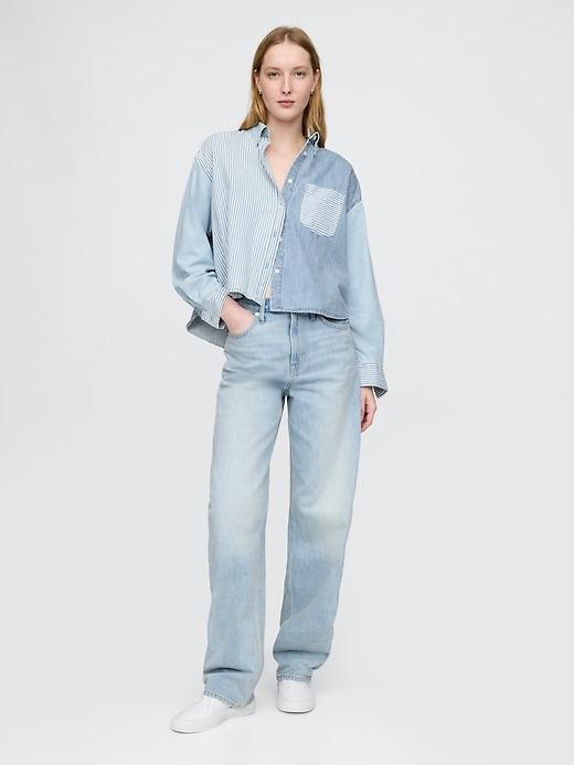 Denim Cropped Big Shirt Product Image