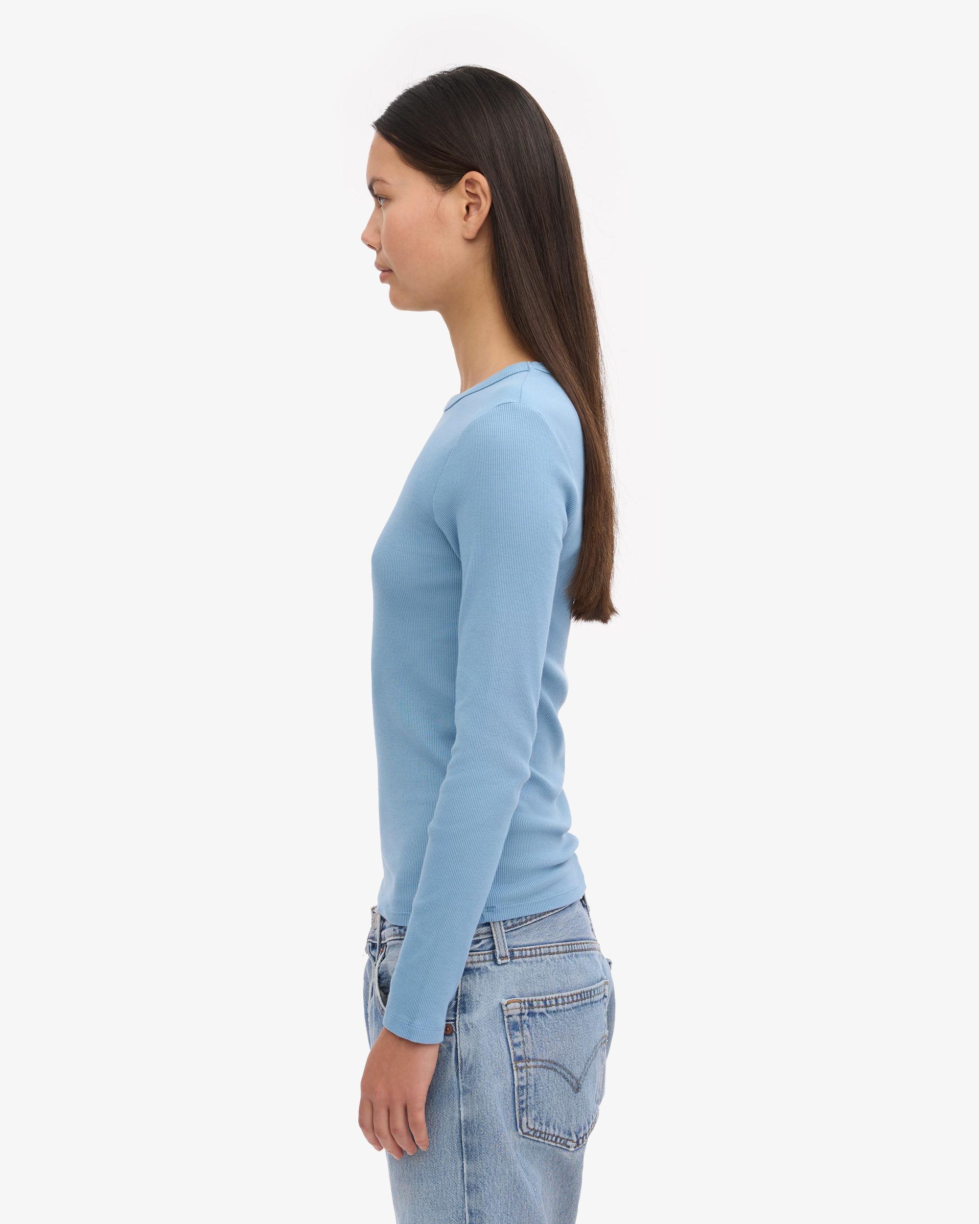 Women Organic Rib LS T-Shirt - Seaside Blue Product Image