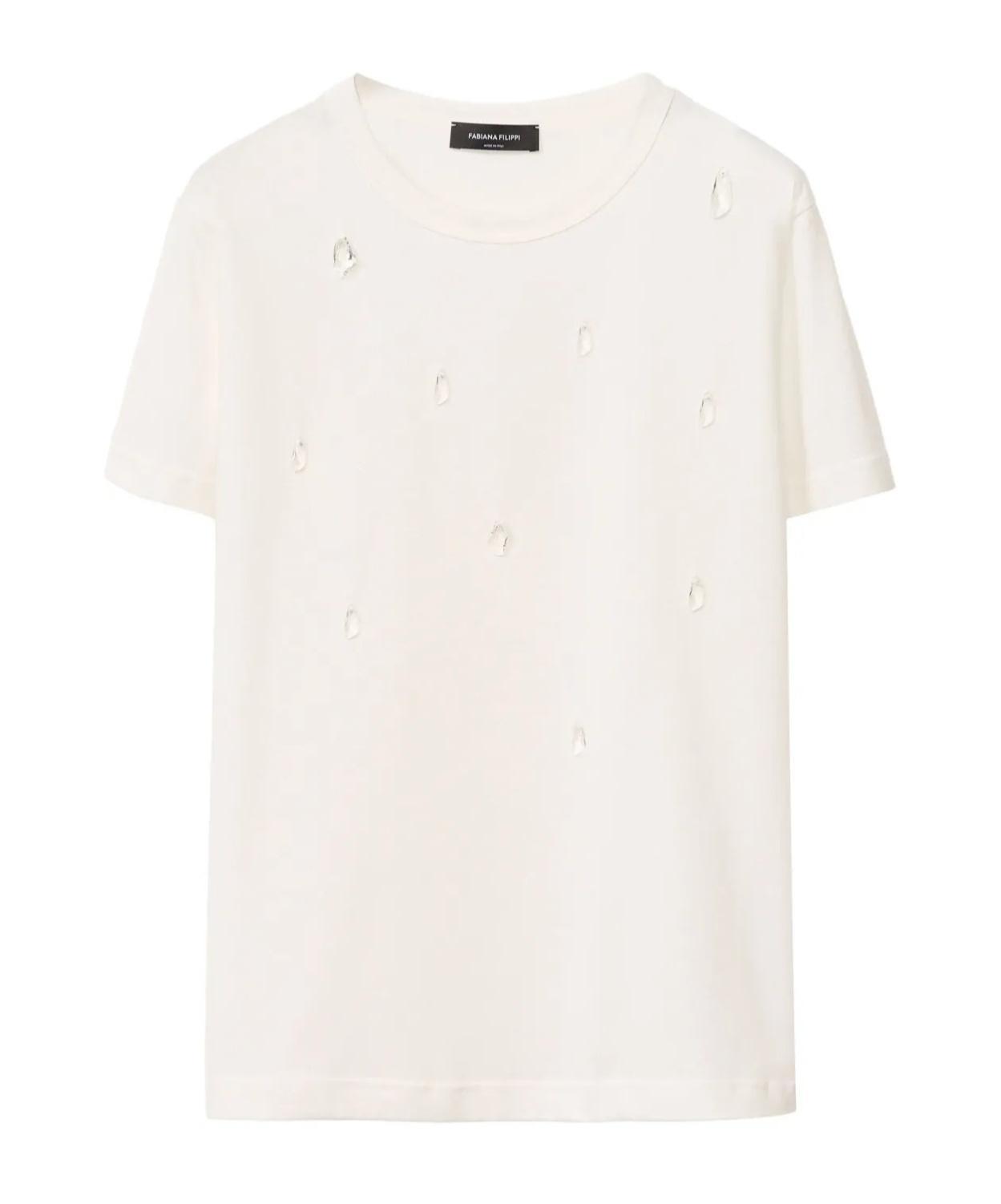 FABIANA FILIPPI Open-necked Black Shirt In White Product Image