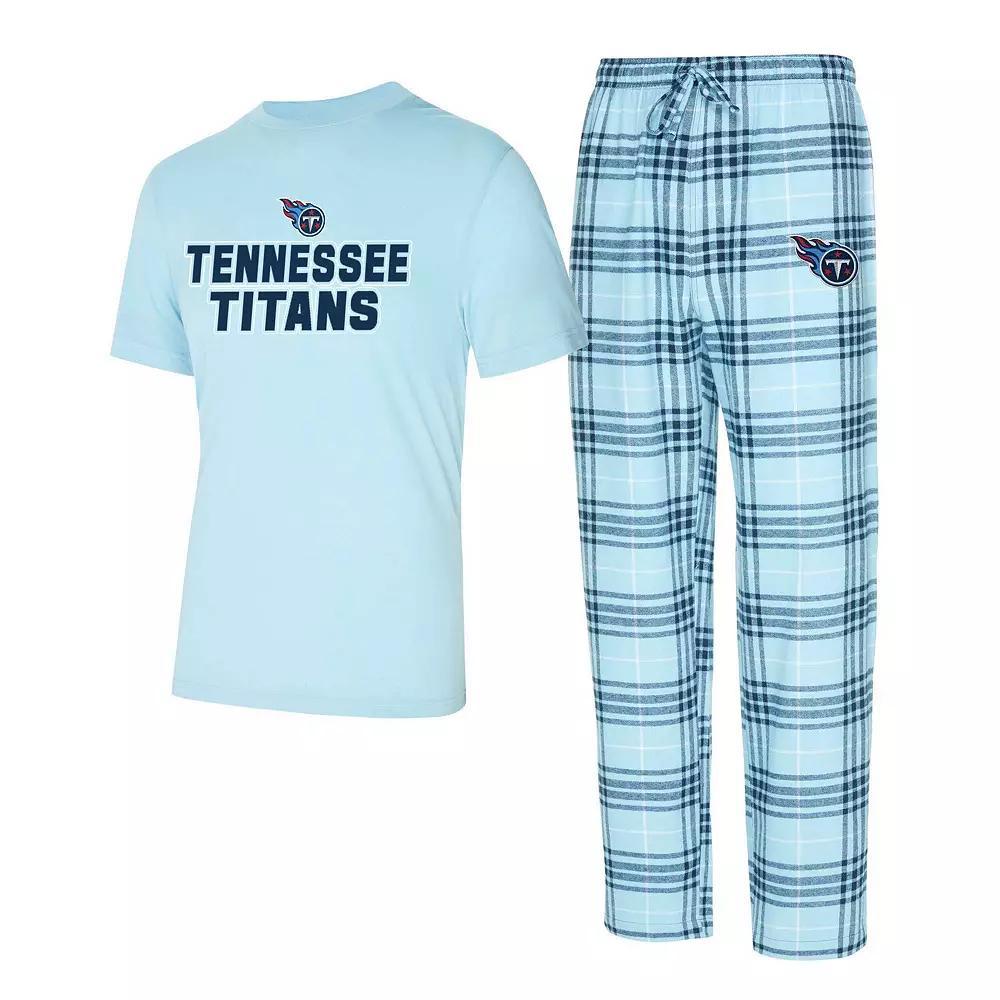 Men's Concepts Sport  Light Blue/Navy Tennessee Titans Vector T-Shirt & Flannel Pants Sleep Set, Size: Large Product Image