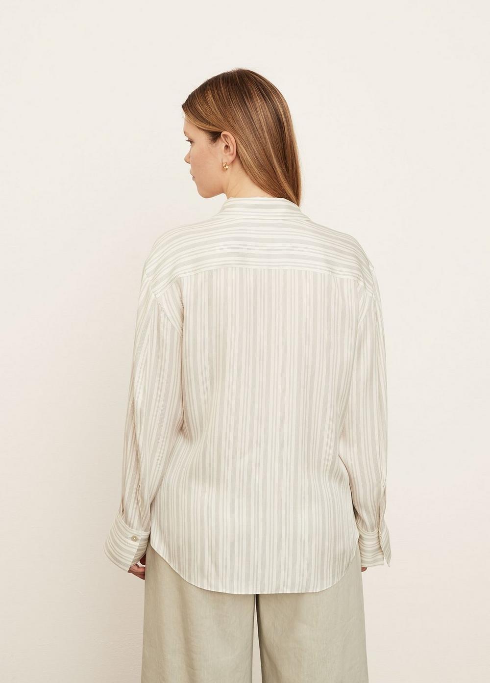 Womens Stripe Sculpted Long Sleeve Shirt, Off White, Size 2XL Vince Product Image