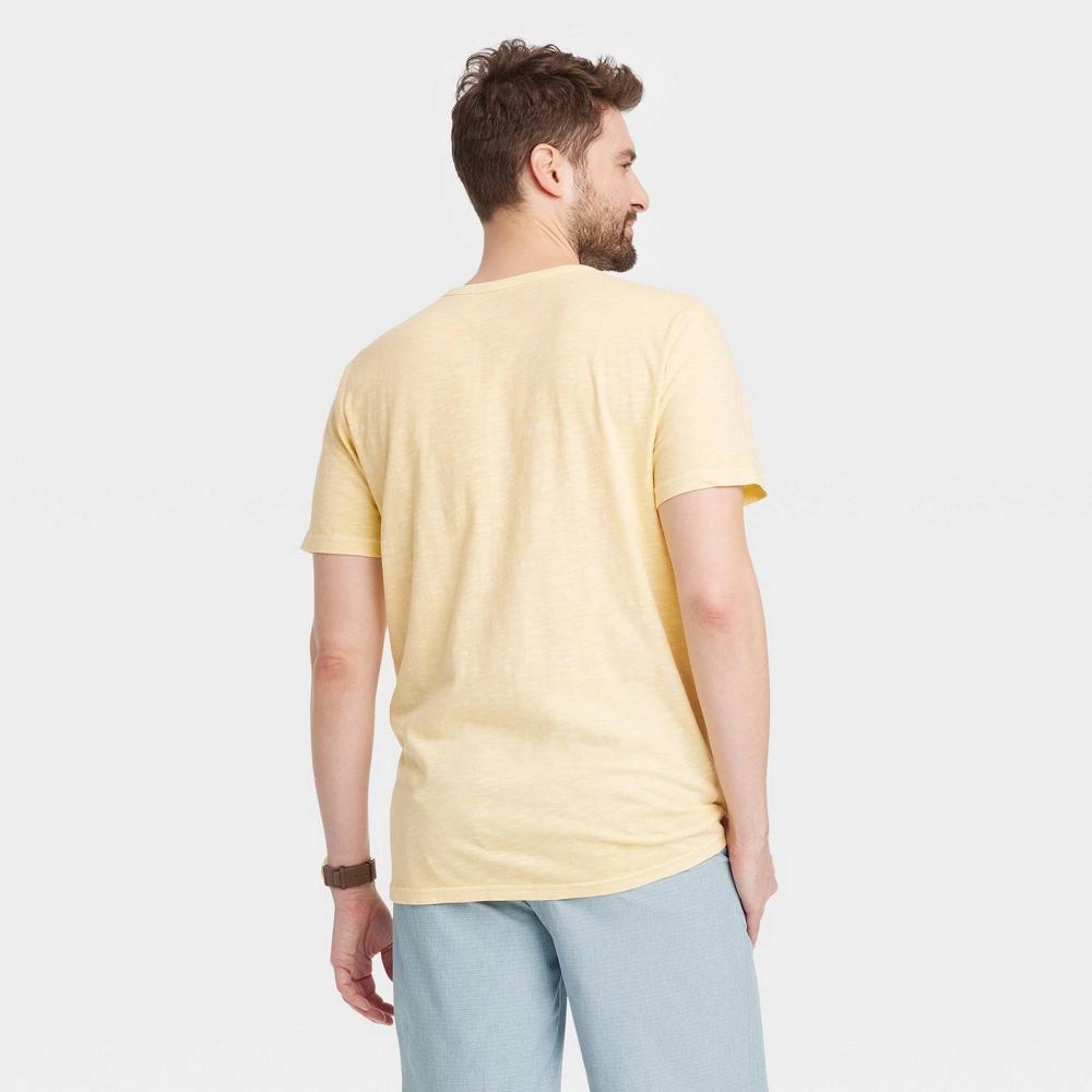 Mens Short Sleeve Henley T-Shirt - Goodfellow & Co Straw Yellow Product Image