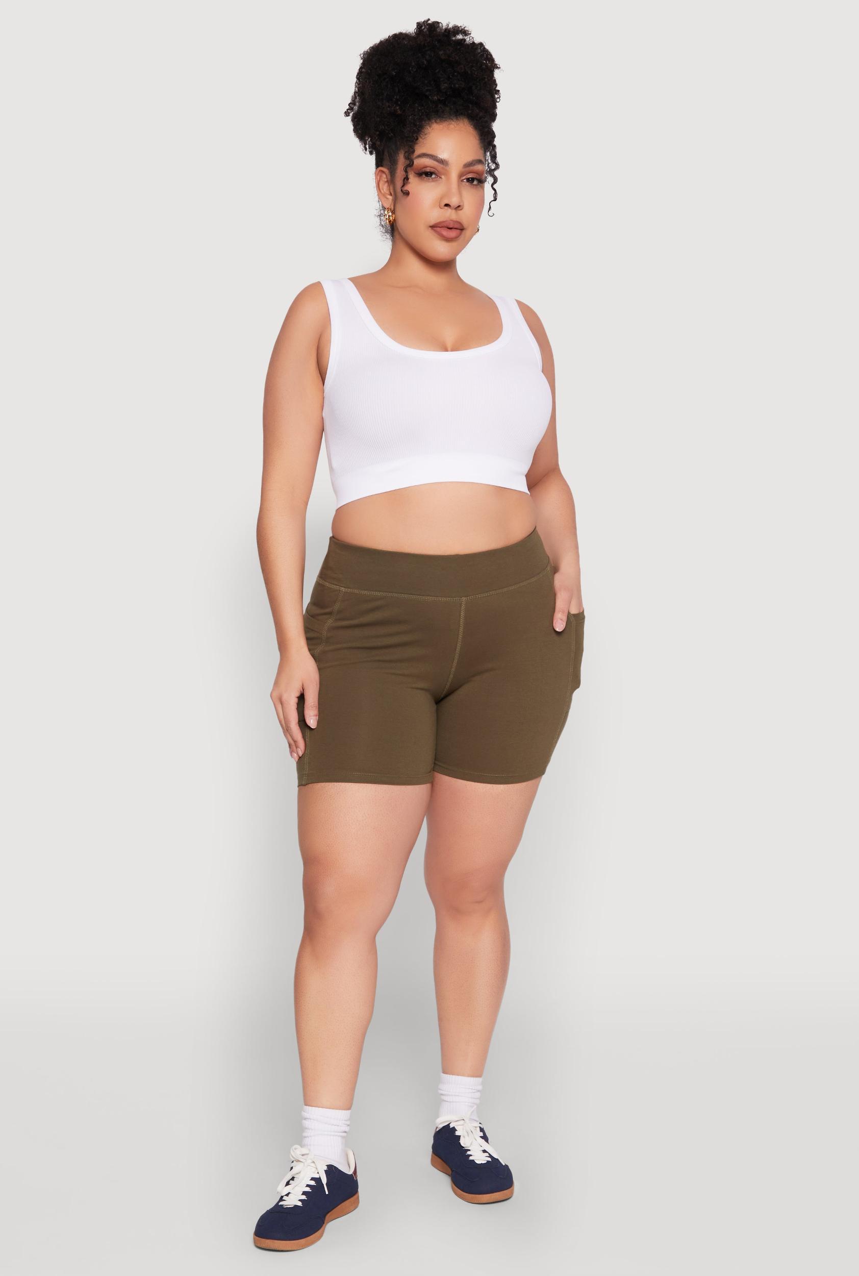 Womens Plus Size Side Pocket Biker Shorts Product Image
