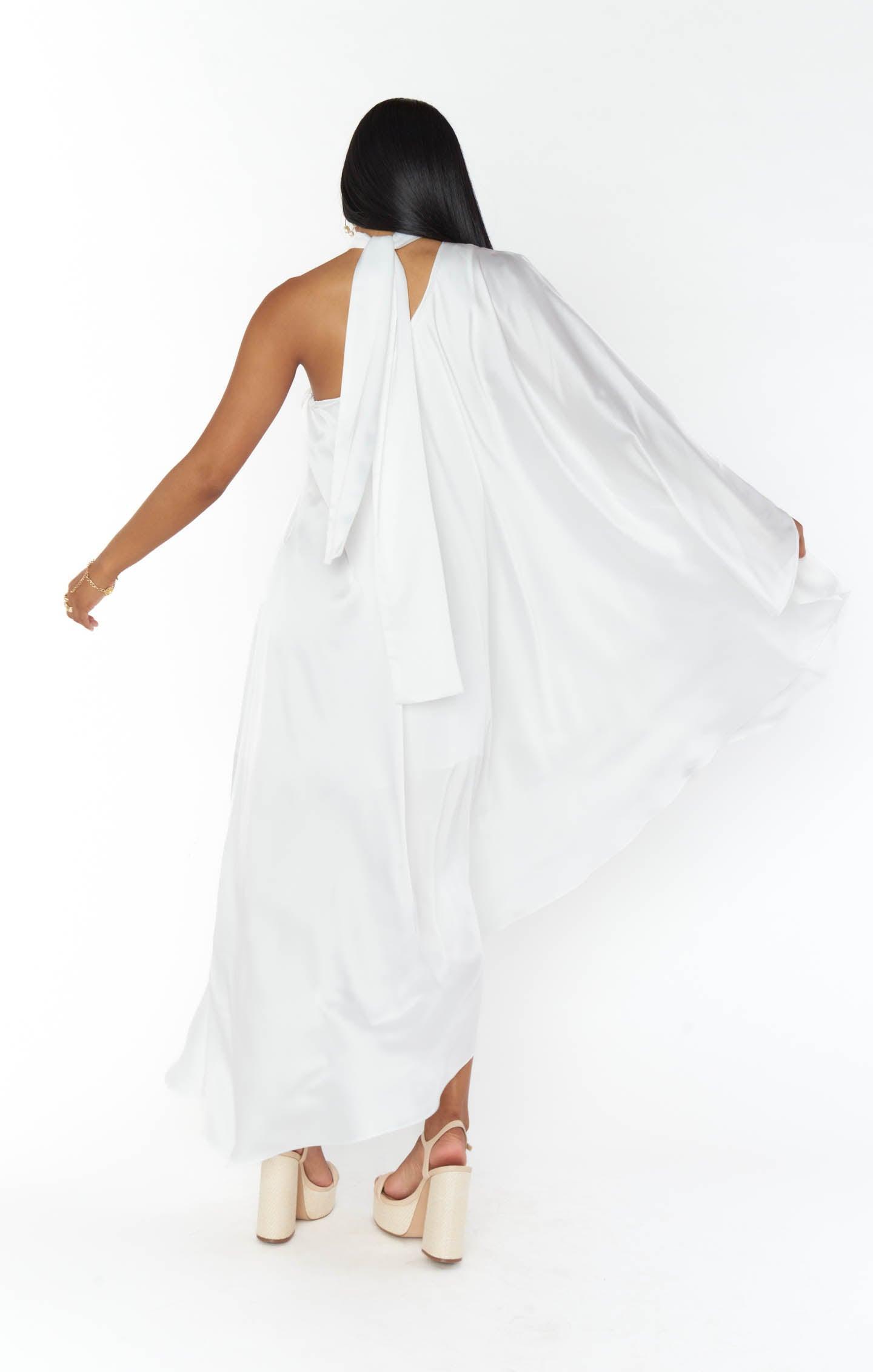 Rhea One Shoulder Dress ~ Ivory Luxe Satin Product Image
