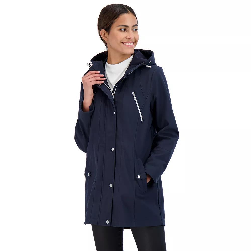 Women's Sebby Collection Hood Water-Resistant Anorak Jacket, Size: Medium, Black Product Image