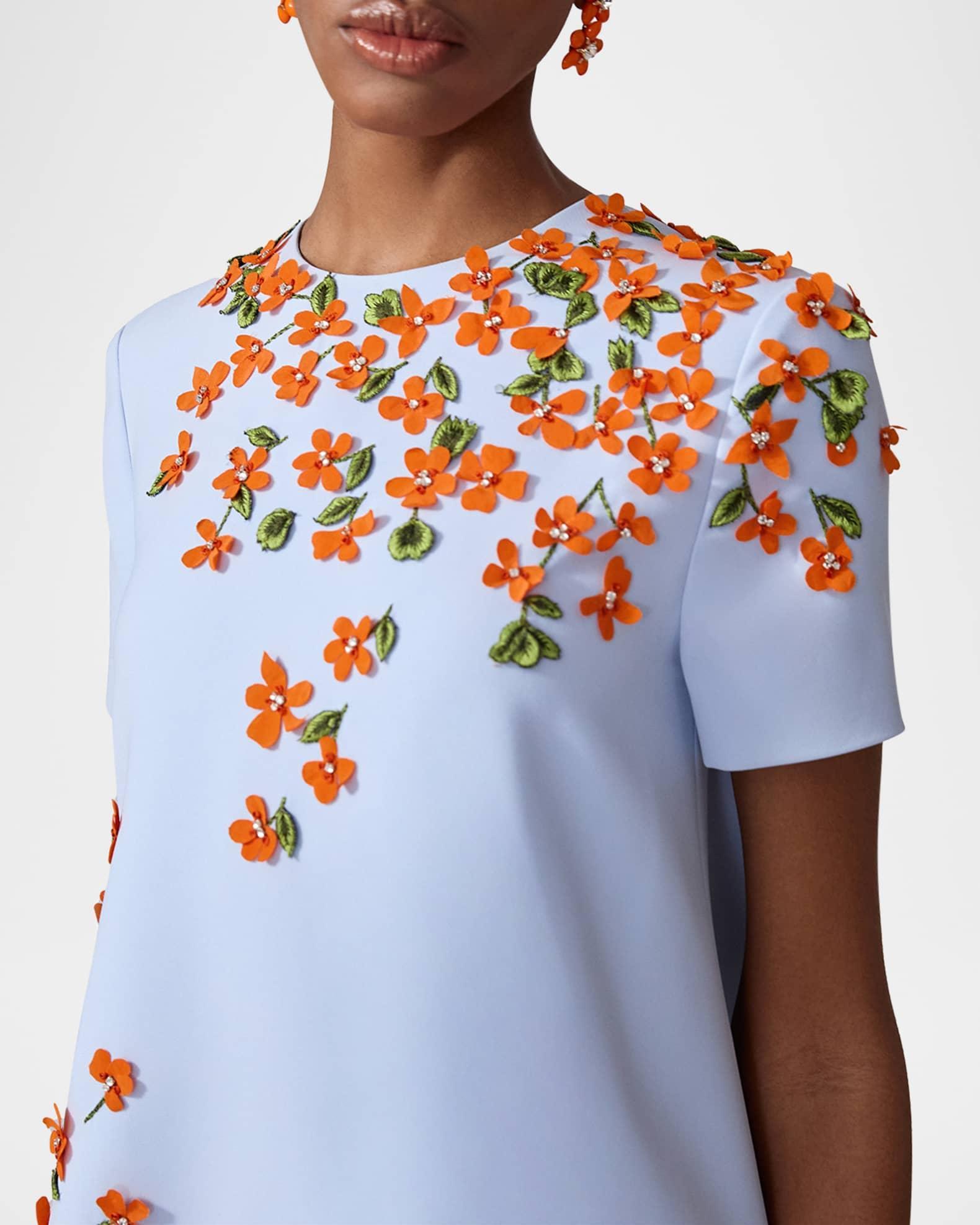 Floral Applique Short-Sleeve Mini Dress Product Image