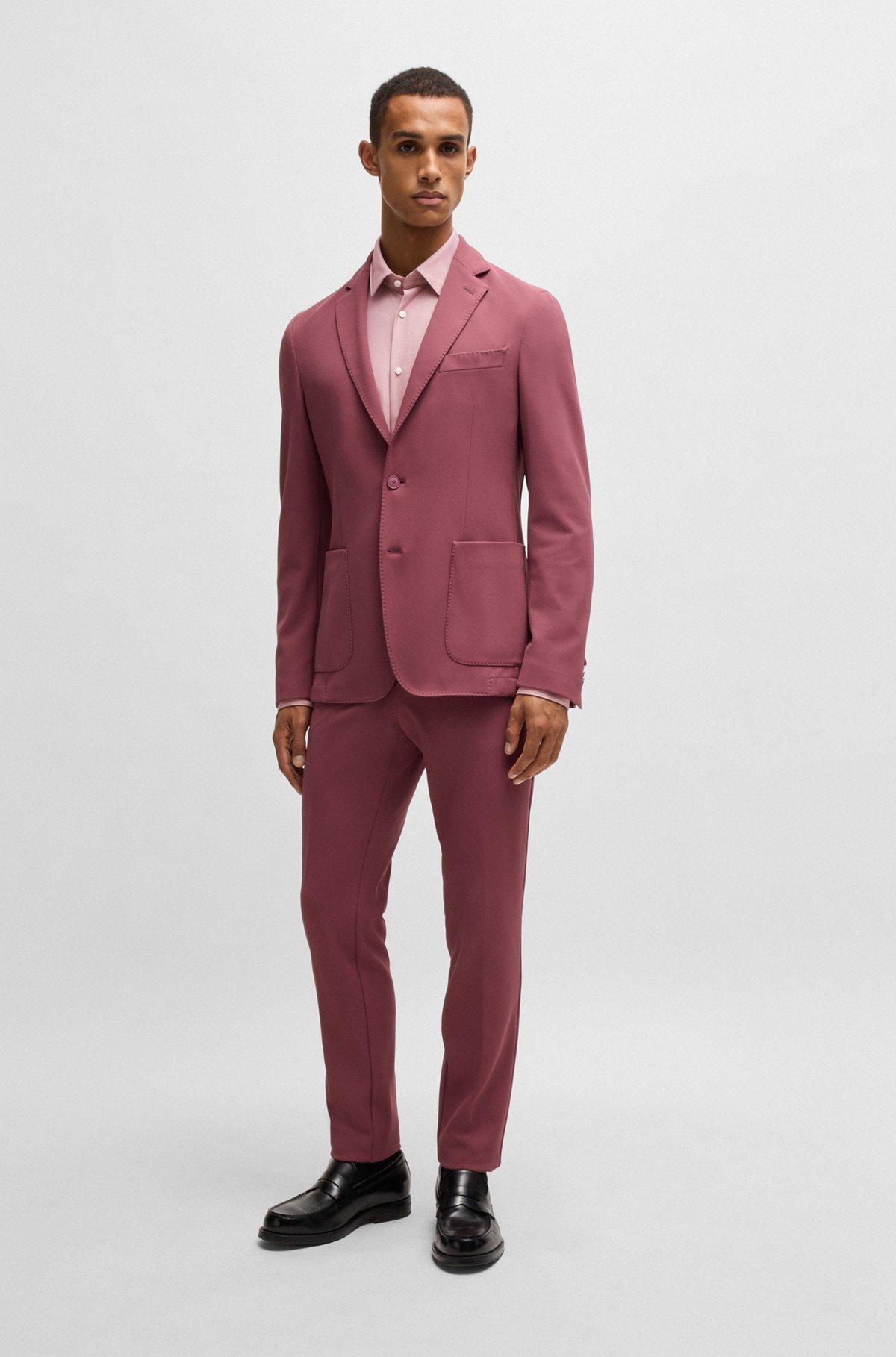 Slim-fit shirt in performance structured jersey Product Image